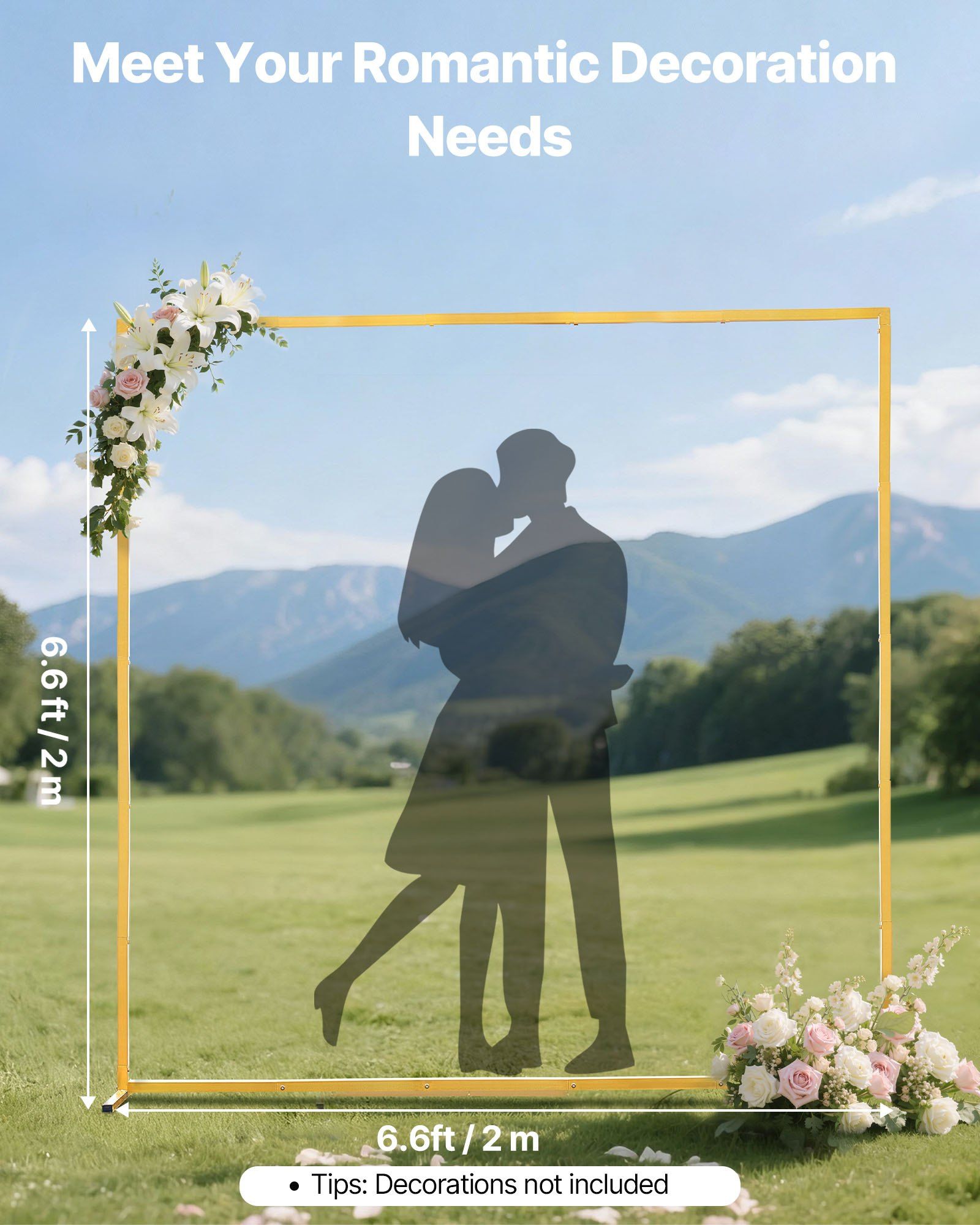 Arch Backdrop Stand, 2 x 2 m, Stable Structure, Easy Assembly, Square Gold Metal Arch Backdrop Stand for Wedding, Birthday Party, Graduation, Holiday Celebration, and Ceremony Decoration - Image 2
