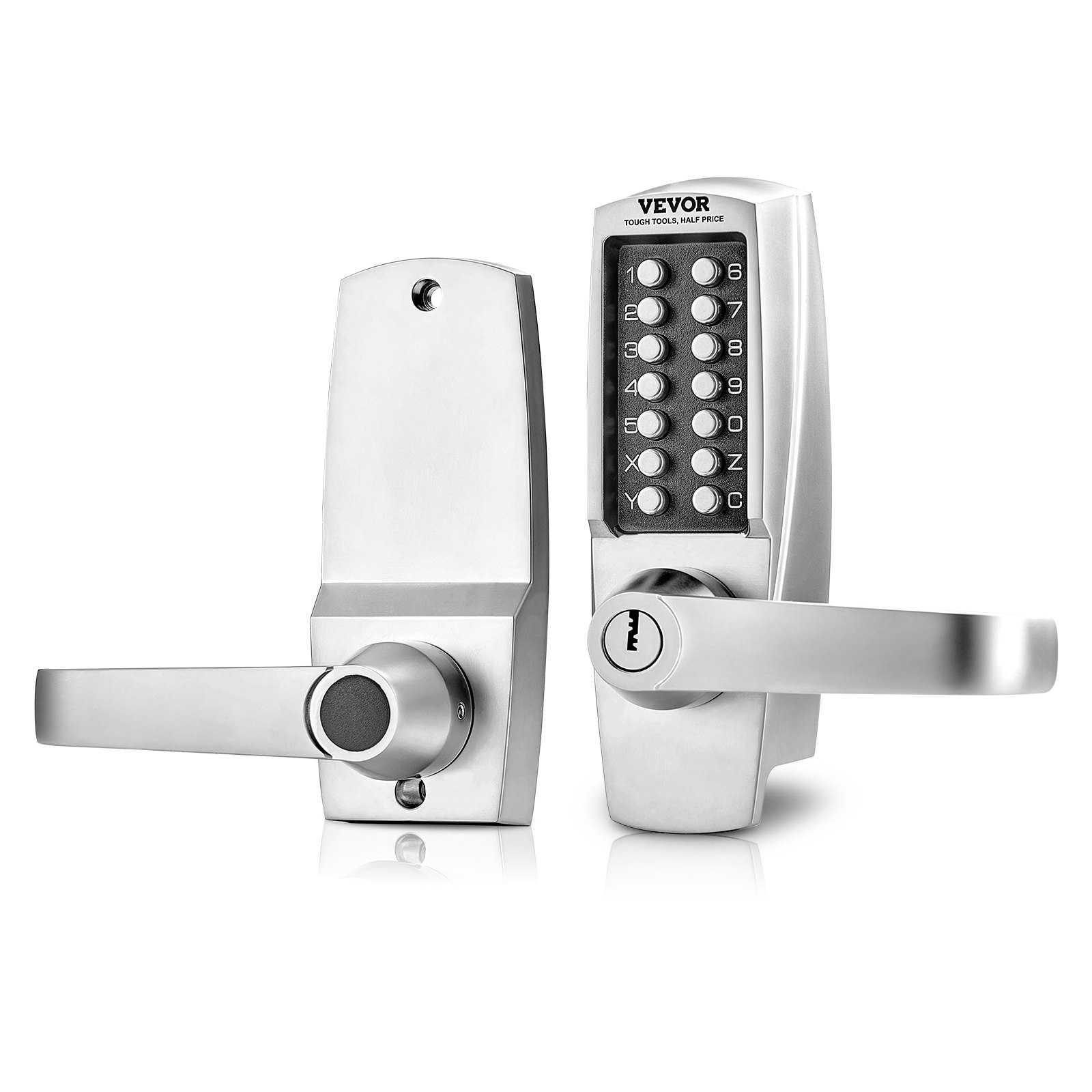 Mechanical Keyless Entry Door Lock, 14 Key Mechanical Door Lock with Keys, Mechanical Keypad Door Lock with Handle, Stainless Steel Waterproof Keyless Gate Lock, for Home Office Outdoor Garage - Image 1