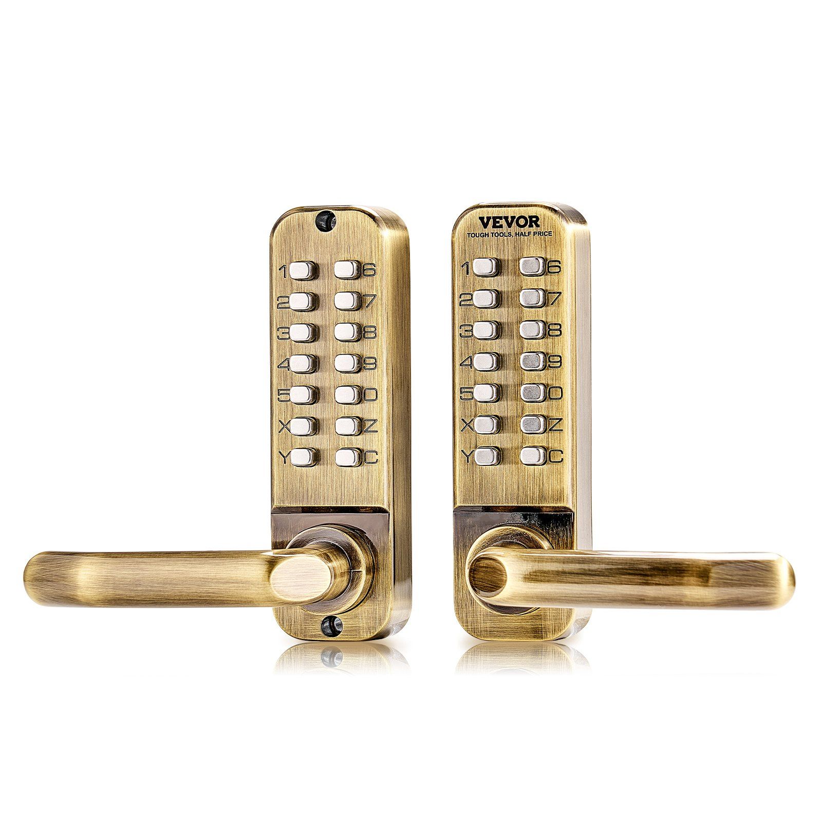Mechanical Keyless Entry Door Lock, 14 Key Mechanical Door Lock, Mechanical Keypad Door Lock with Handle, Double-Sided Stainless Steel Waterproof Keyless Gate Lock, for Home Office Fence Garage - Image 1