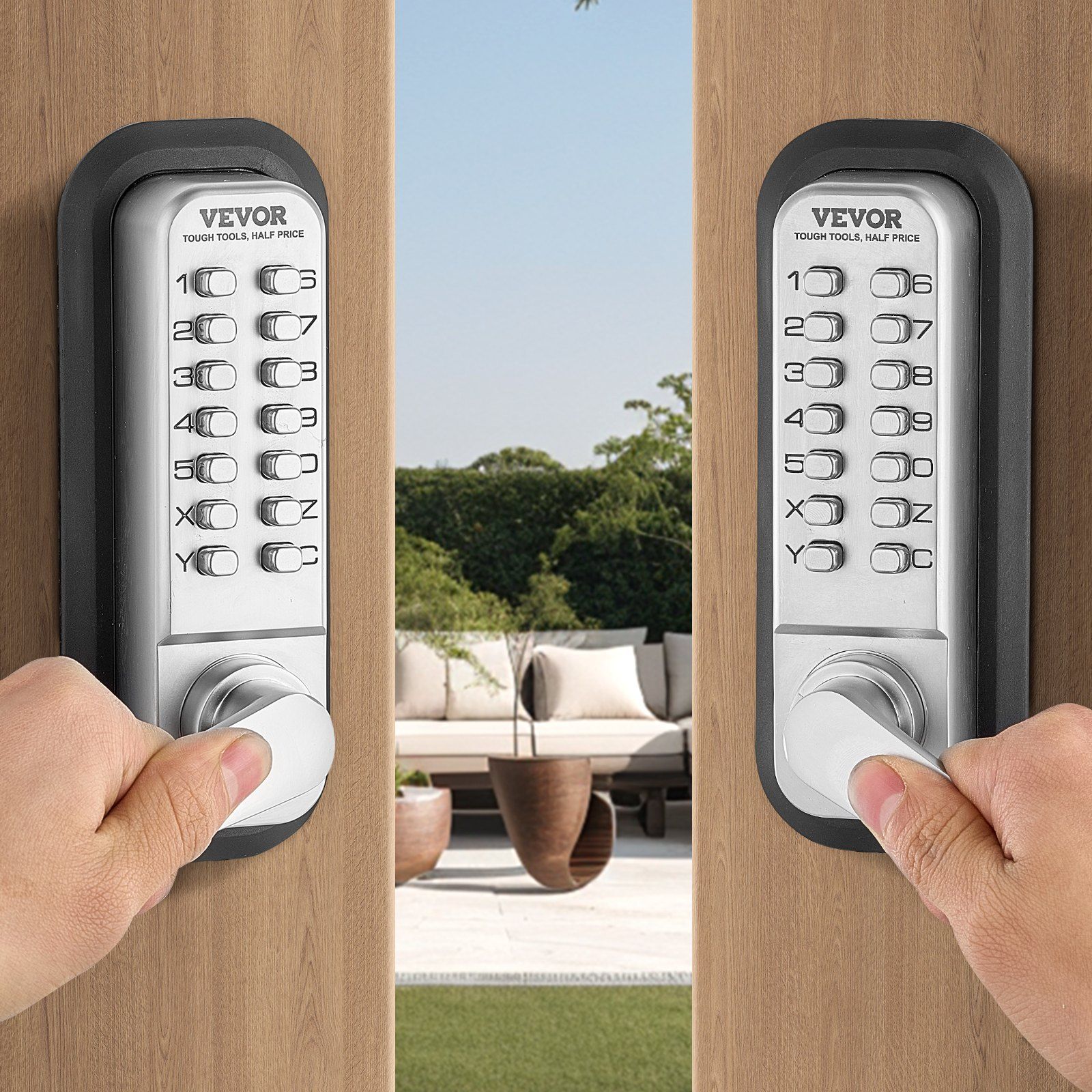 Mechanical Keyless Entry Door Lock, 14 Key Mechanical Door Lock, Mechanical Keypad Door Lock with Handle, Stainless Steel Waterproof Keyless Gate Lock, for Home Office Outdoor Fence Garage Yard - Image 8