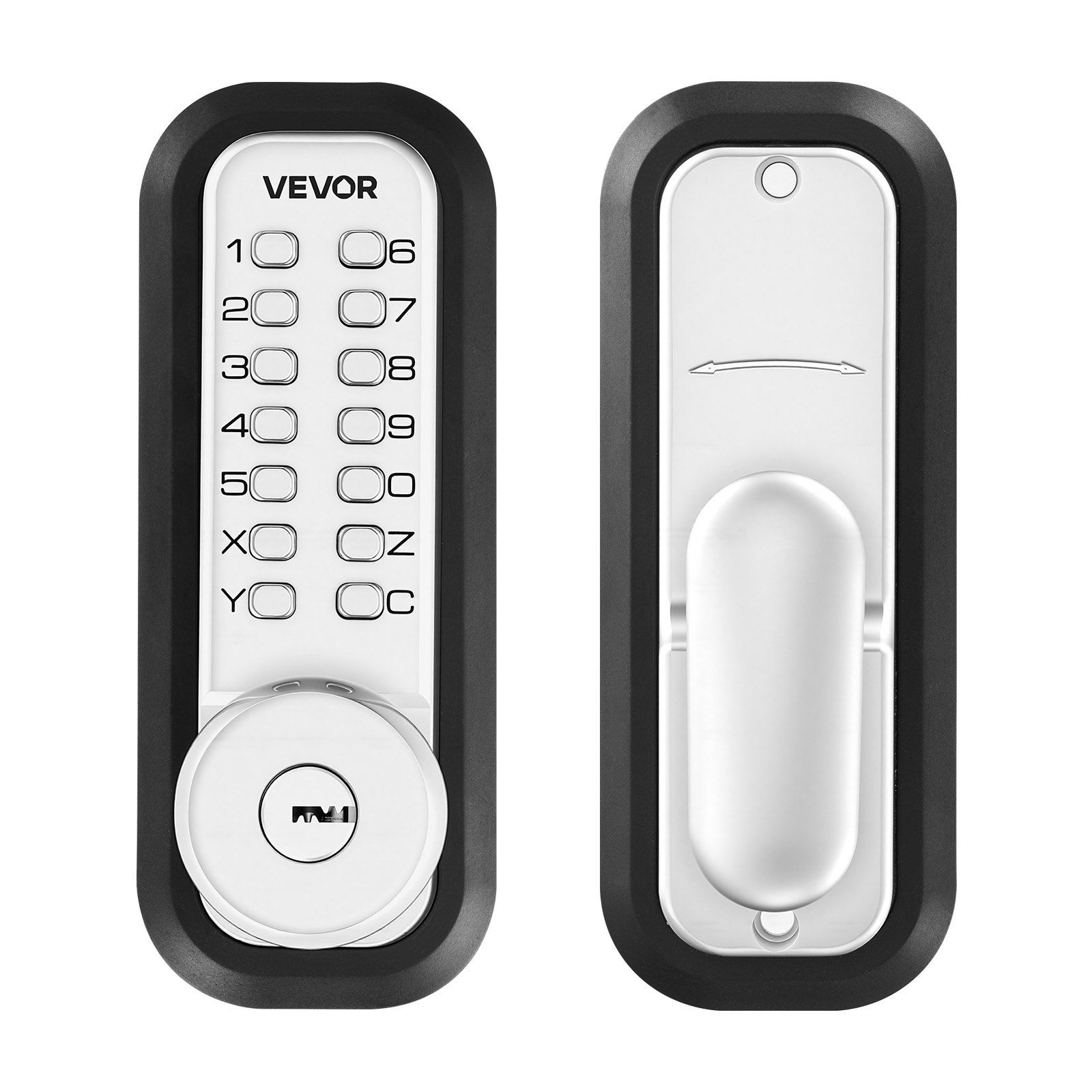 Mechanical Keyless Entry Door Lock, 2.0 Code Upgrade, 4-7 Digits Code, Single-Sided Push Button Combination Mechanical Keypad Door Knob, Auto Locking, for Garden Gates, Indoor or Outdoor, Silver - Image 1