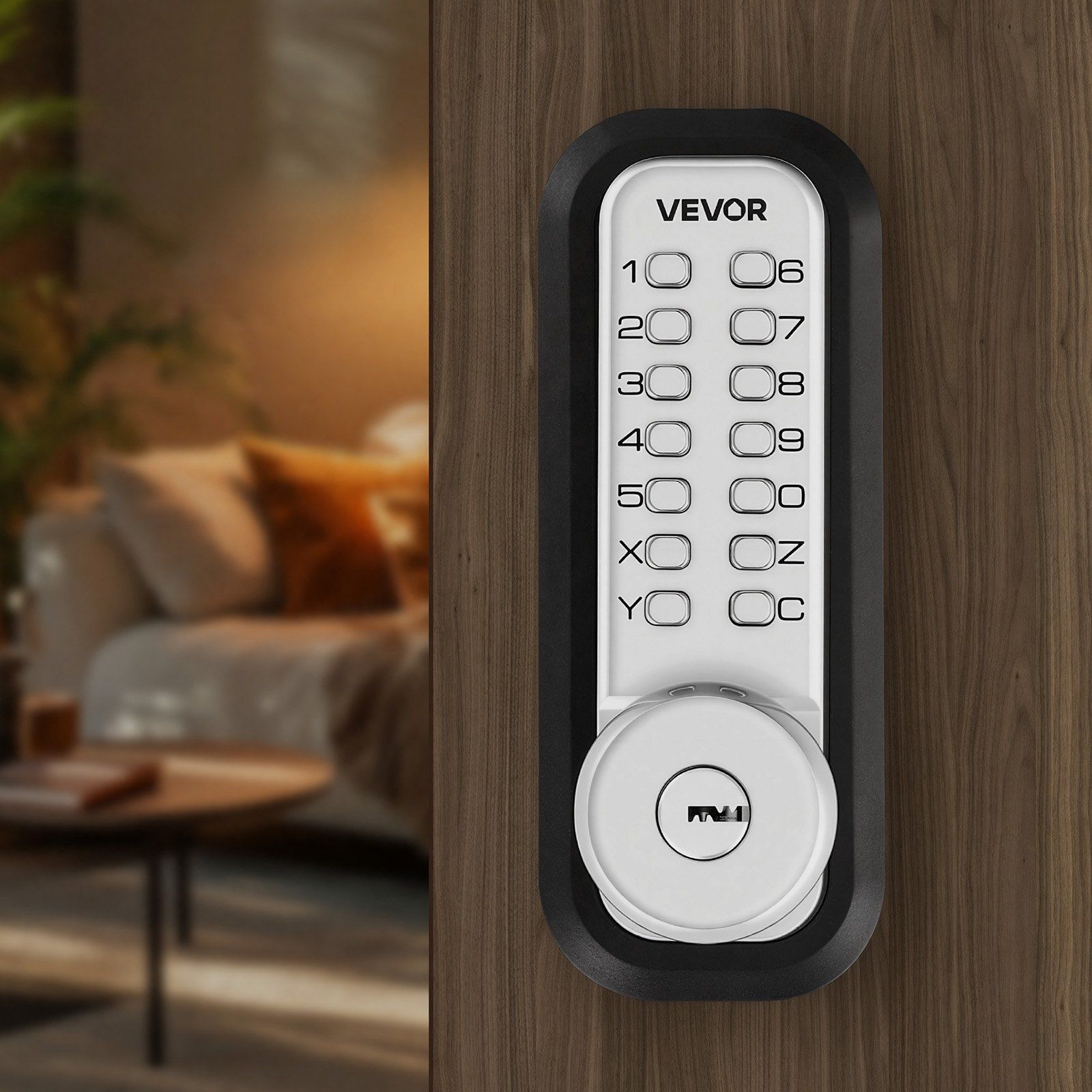 Mechanical Keyless Entry Door Lock, 2.0 Code Upgrade, 4-7 Digits Code, Single-Sided Push Button Combination Mechanical Keypad Door Knob, Auto Locking, for Garden Gates, Indoor or Outdoor, Silver - Image 8