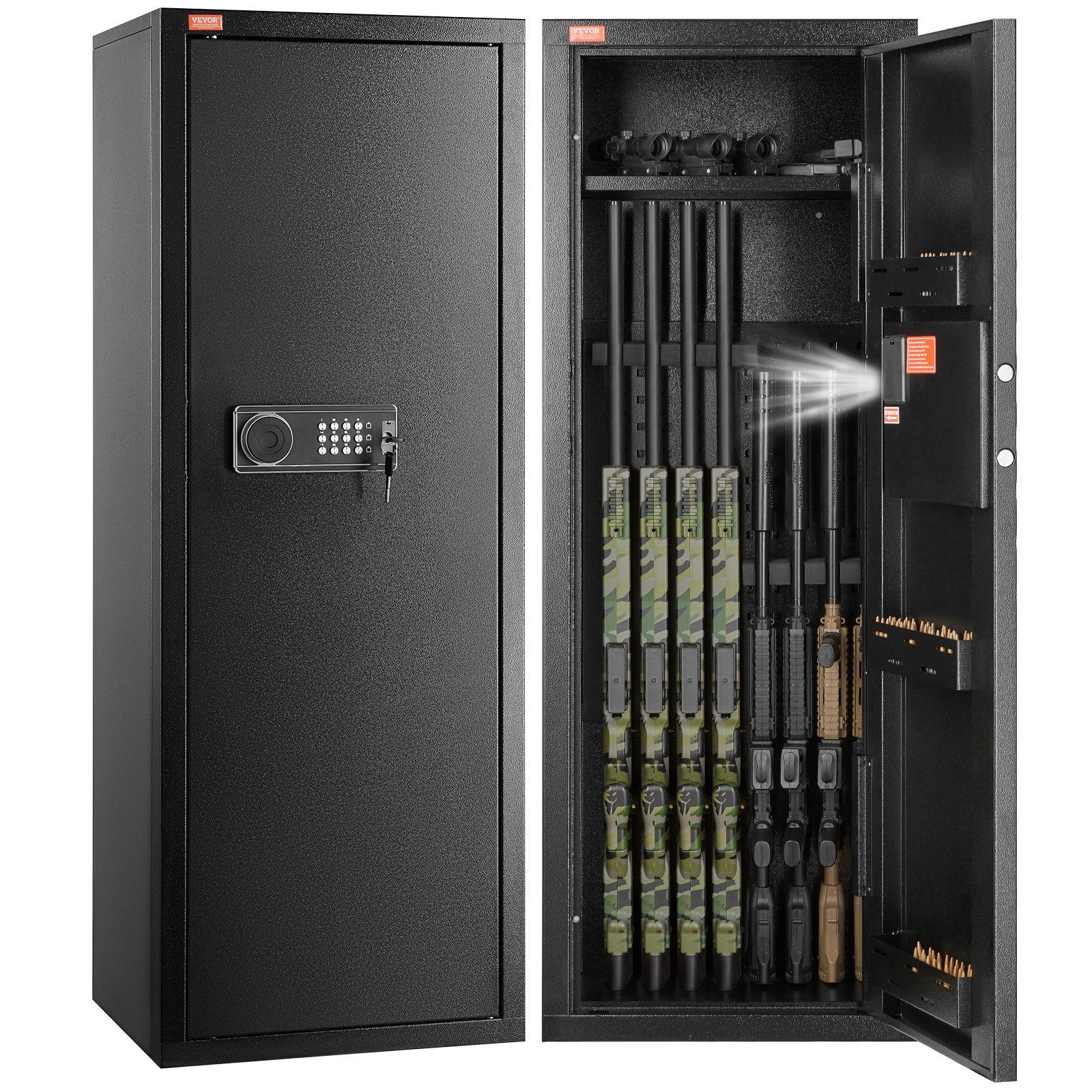 6-8 Rifles Gun Safe, Rifle Safe with Lock & Digital Keypad, Quick Access Tall Gun Storage Cabinet with Removable Shelf, Rifle Cabinet for Home Rifle and Shotguns - Image 1