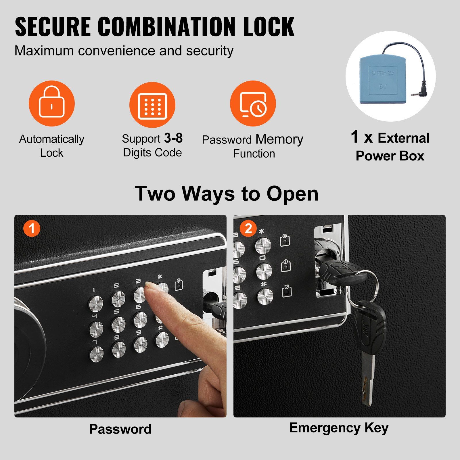 6-8 Rifles Gun Safe, Rifle Safe with Lock & Digital Keypad, Quick Access Tall Gun Storage Cabinet with Removable Shelf, Rifle Cabinet for Home Rifle and Shotguns - Image 3