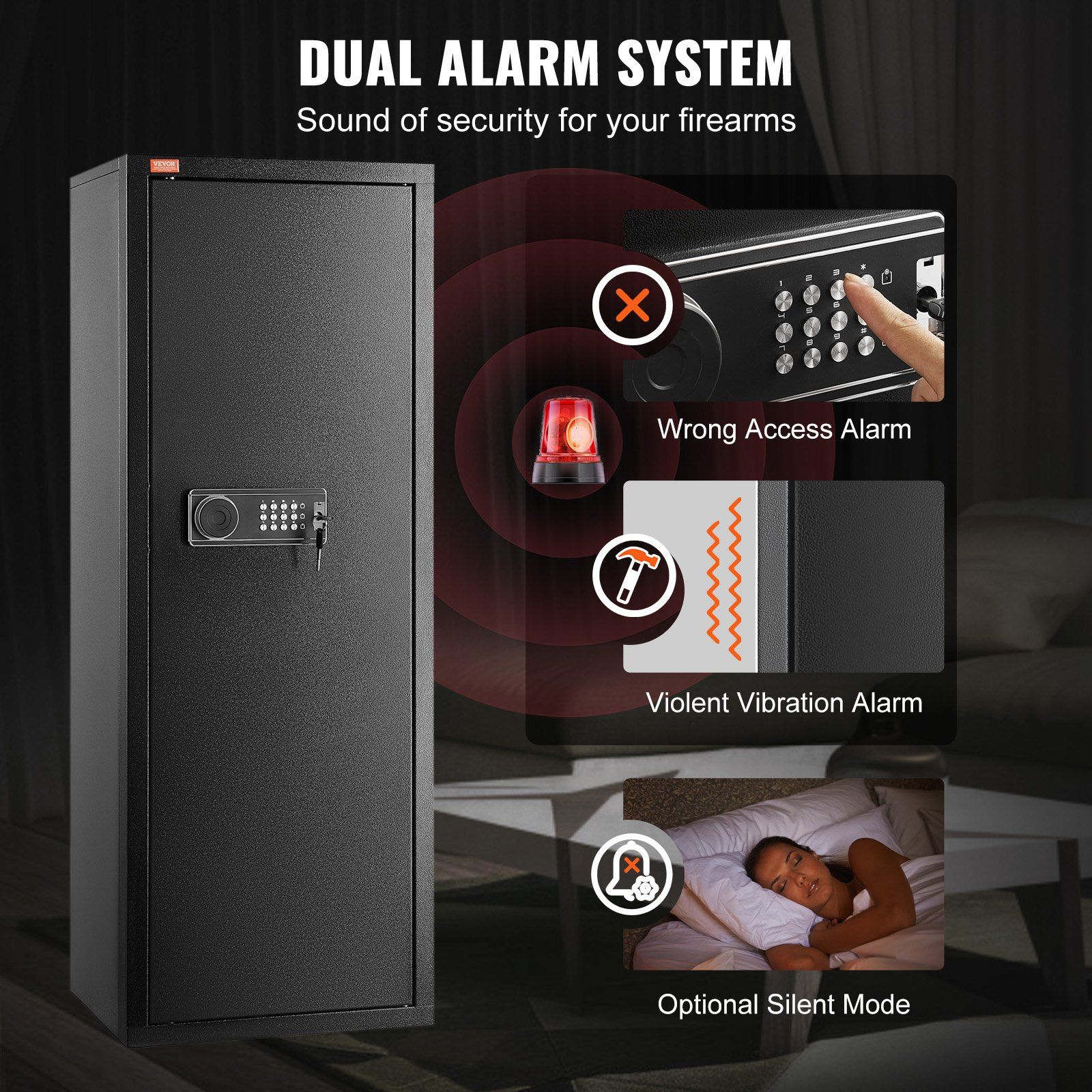 6-8 Rifles Gun Safe, Rifle Safe with Lock & Digital Keypad, Quick Access Tall Gun Storage Cabinet with Removable Shelf, Rifle Cabinet for Home Rifle and Shotguns - Image 4