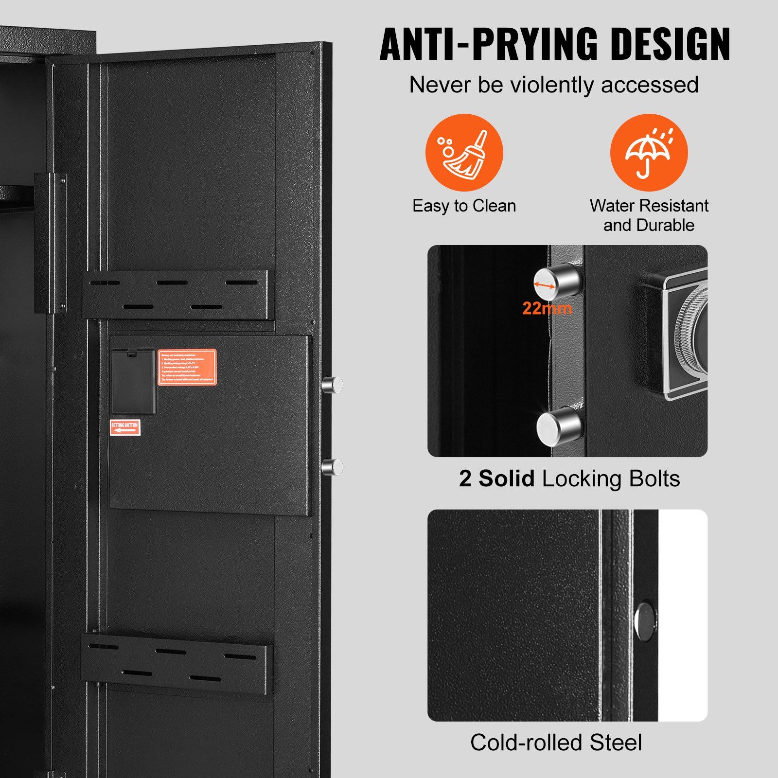 6-8 Rifles Gun Safe, Rifle Safe with Lock & Digital Keypad, Quick Access Tall Gun Storage Cabinet with Removable Shelf, Rifle Cabinet for Home Rifle and Shotguns - Image 5