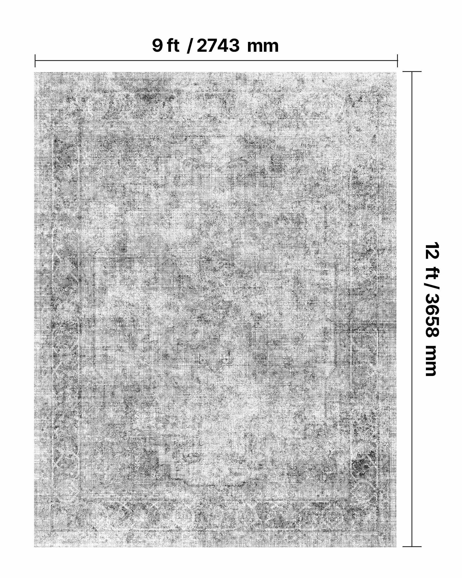 Area Rug, 2743.2 x 3658 mm Large Washable Boho Rug, Non-Slip and Tear-Resistant Soft Carpet, Pet & Child Friendly Bohemian Area Rugs, Indoor Mat for Bedroom, Living Room, Kids Room, Office, Gray - Image 3