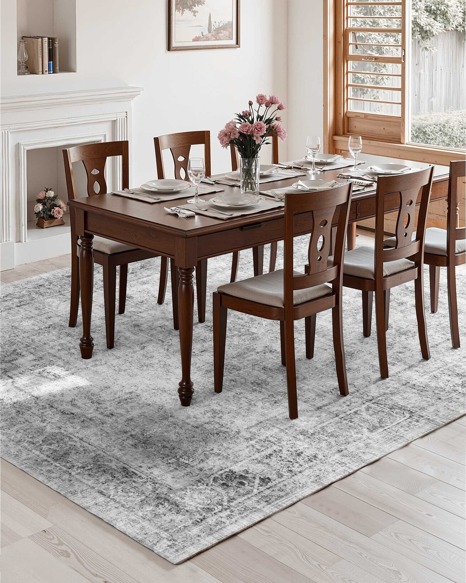 Area Rug, 2743.2 x 3658 mm Large Washable Boho Rug, Non-Slip and Tear-Resistant Soft Carpet, Pet & Child Friendly Bohemian Area Rugs, Indoor Mat for Bedroom, Living Room, Kids Room, Office, Gray - Image 5