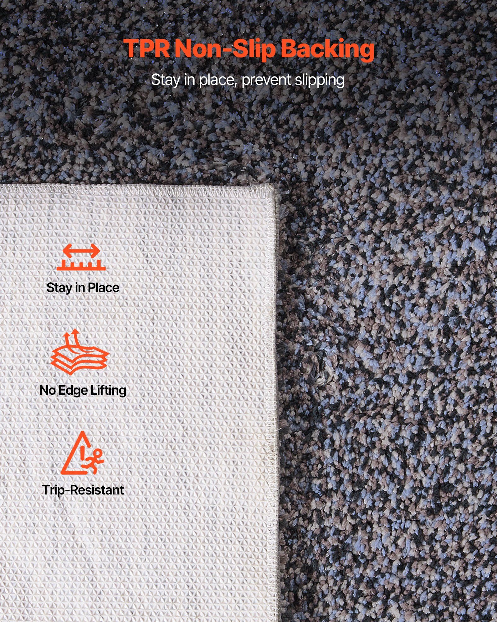 Indoor Plush Area Rugs, 2.74 x 3.66 m Plush Carpet, Area Rugs Furry with Long Plushs Pile, Thick & Durable High-Pile Rug for High-Traffic Areas, Non-Shedding & Non-Slip Backing, Blue-Gray - Image 6