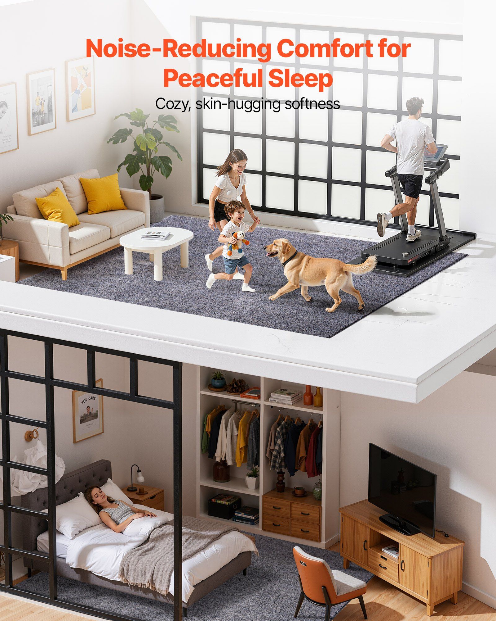 Indoor Plush Area Rugs, 2.74 x 3.66 m Plush Carpet, Area Rugs Furry with Long Plushs Pile, Thick & Durable High-Pile Rug for High-Traffic Areas, Non-Shedding & Non-Slip Backing, Blue-Gray - Image 7