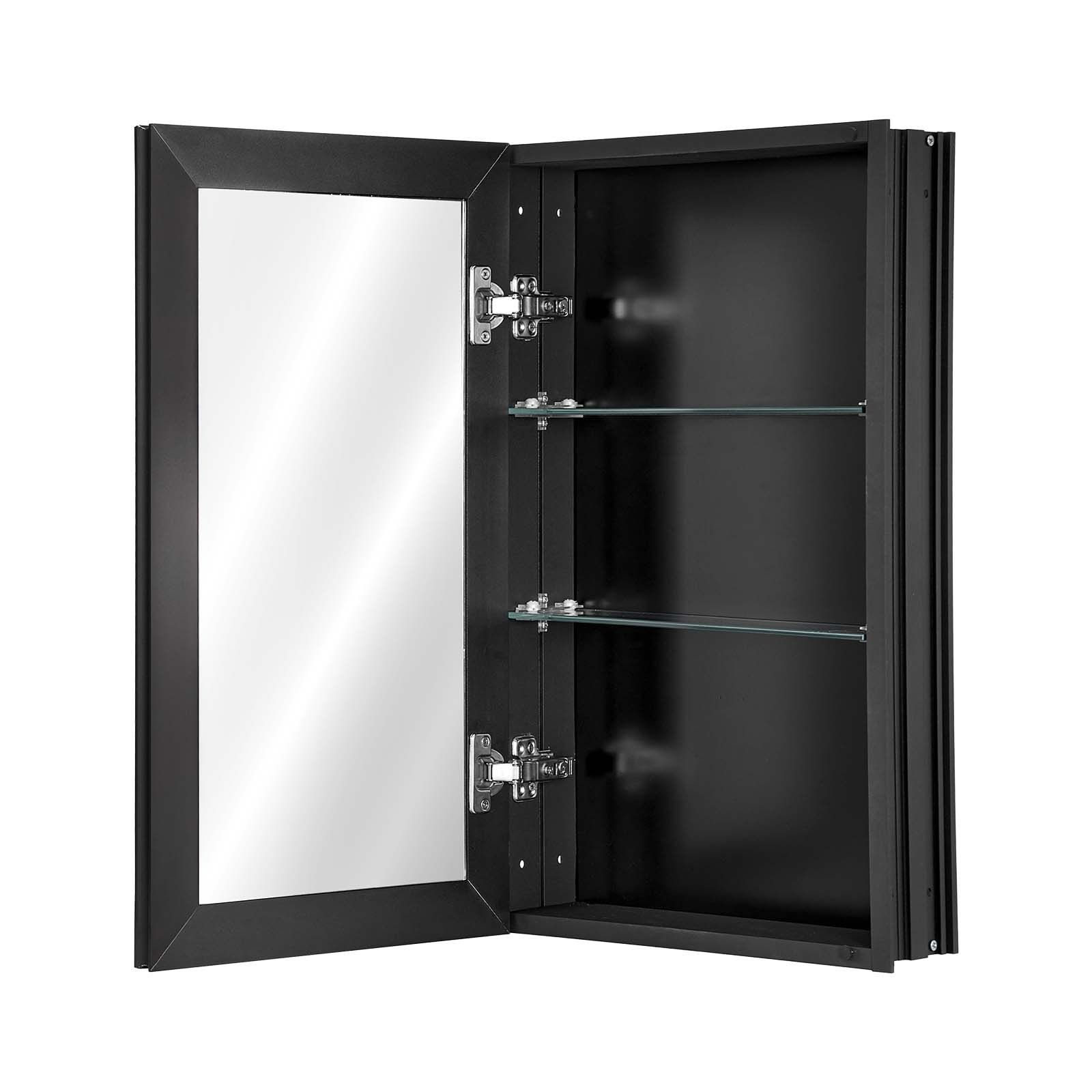 Medicine Cabinet, 14 x 24 inches, Medicine Cabinet for Bathroom with Mirror,  Aluminum Frame Bathroom Wall Cabinet, 2-layer Adjustable Shelves, Recessed & Wall-mounted Installation - Image 1