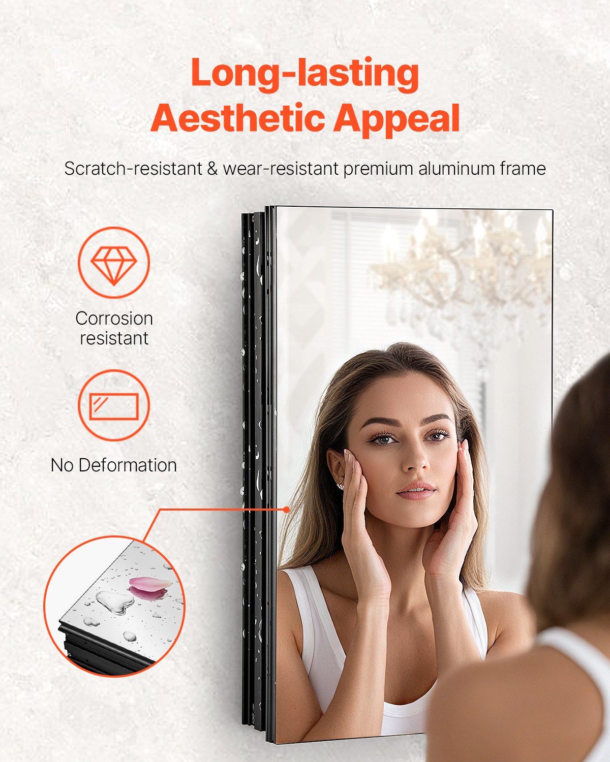 Medicine Cabinet, 14 x 24 inches, Medicine Cabinet for Bathroom with Mirror,  Aluminum Frame Bathroom Wall Cabinet, 2-layer Adjustable Shelves, Recessed & Wall-mounted Installation - Image 4