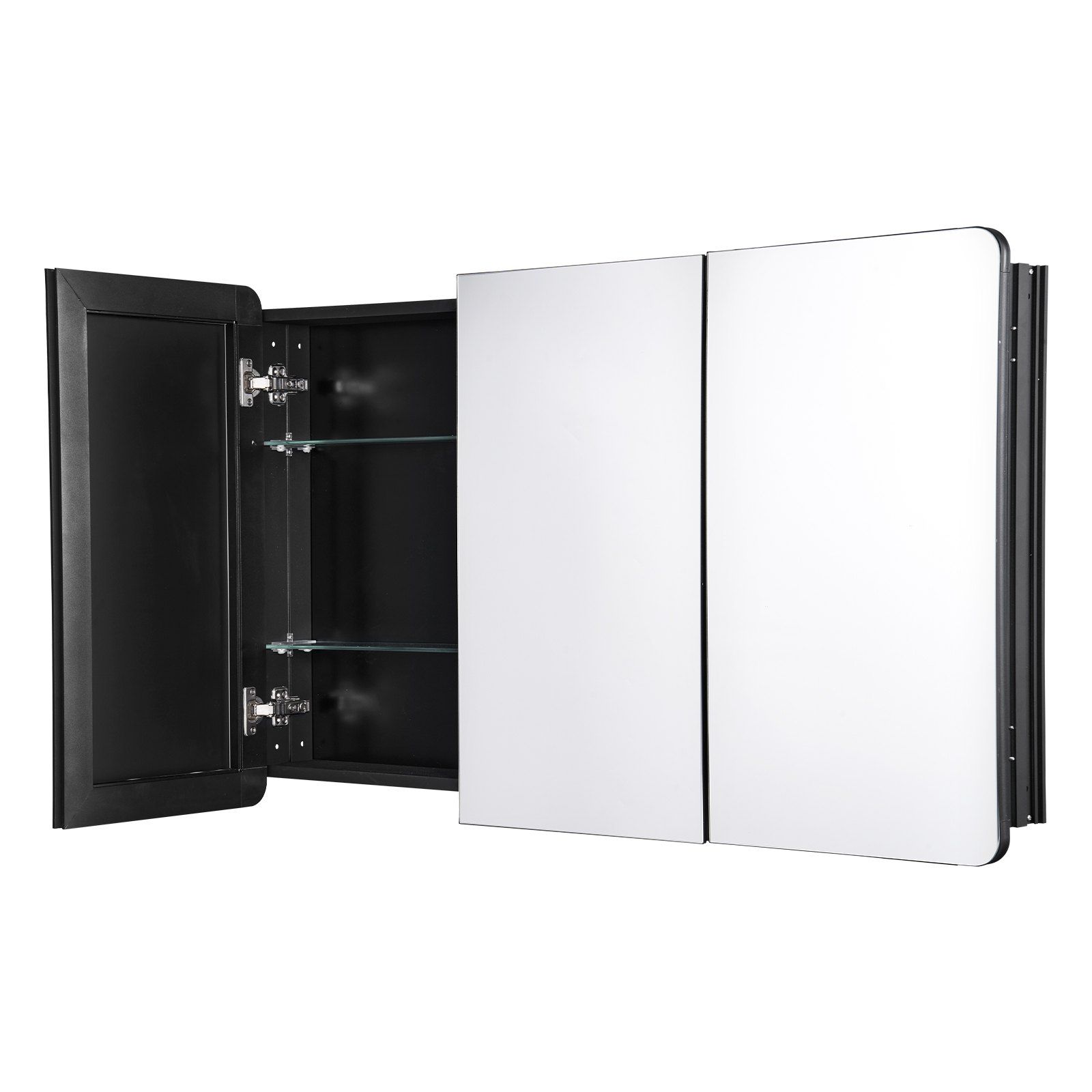 Medicine Cabinet, 25.5 x 40 inch, Medicine Cabinet for Bathroom with Mirror,  Aluminum Frame Bathroom Wall Cabinet, 4-layer Adjustable Shelves, Recessed & Wall-mounted Installation - Image 1