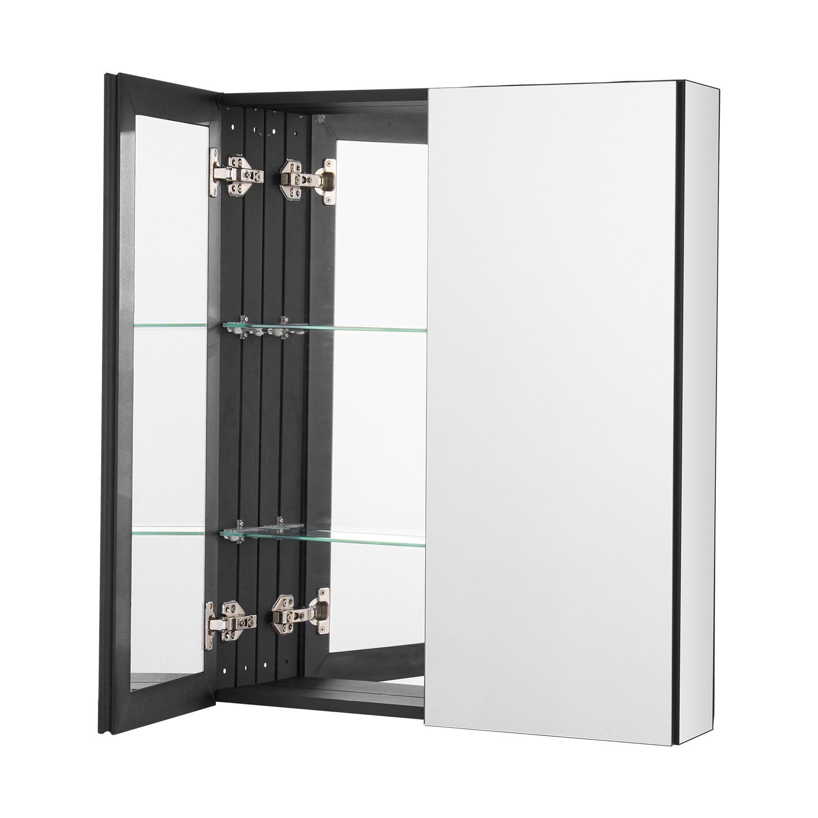 Medicine Cabinet, 26 x 30 inch, Medicine Cabinet for Bathroom with Mirror,  Aluminum Frame Bathroom Wall Cabinet, 2-layer Adjustable Shelves, Recessed & Wall-mounted Installation - Image 1