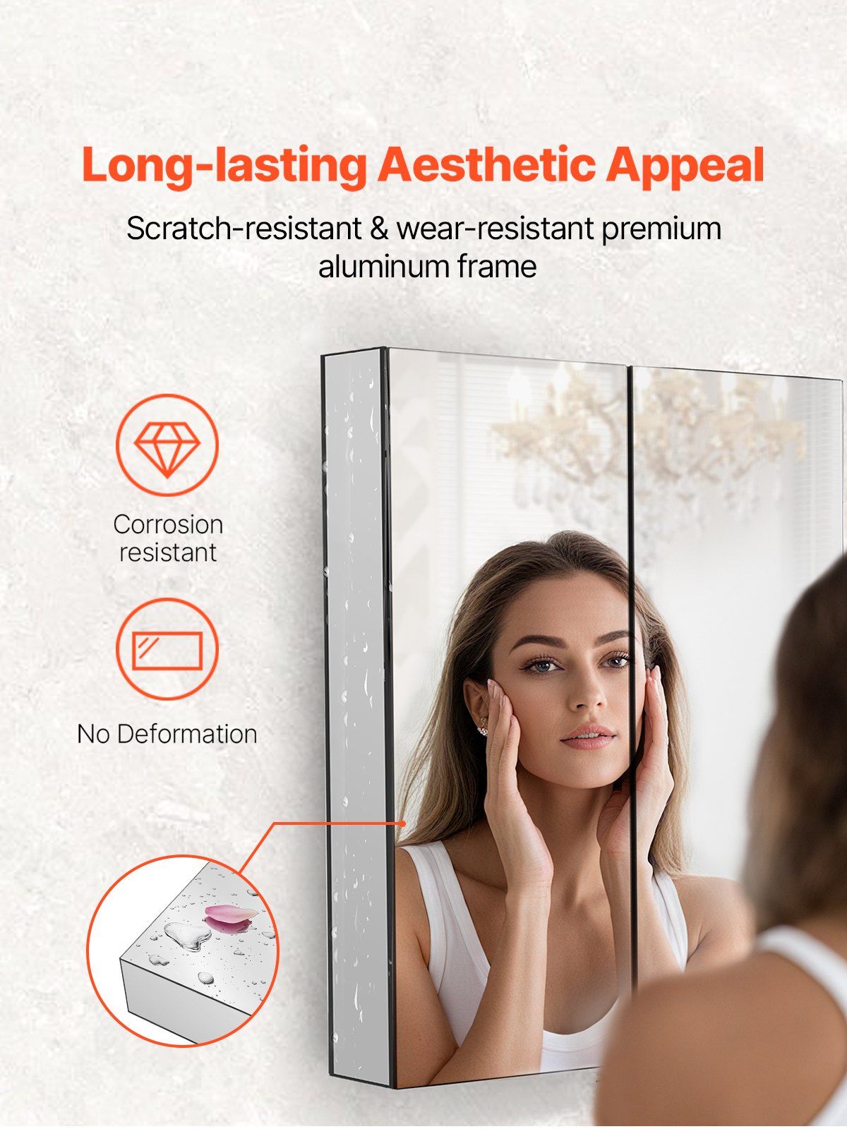 Medicine Cabinet, 26 x 30 inch, Medicine Cabinet for Bathroom with Mirror,  Aluminum Frame Bathroom Wall Cabinet, 2-layer Adjustable Shelves, Recessed & Wall-mounted Installation - Image 4
