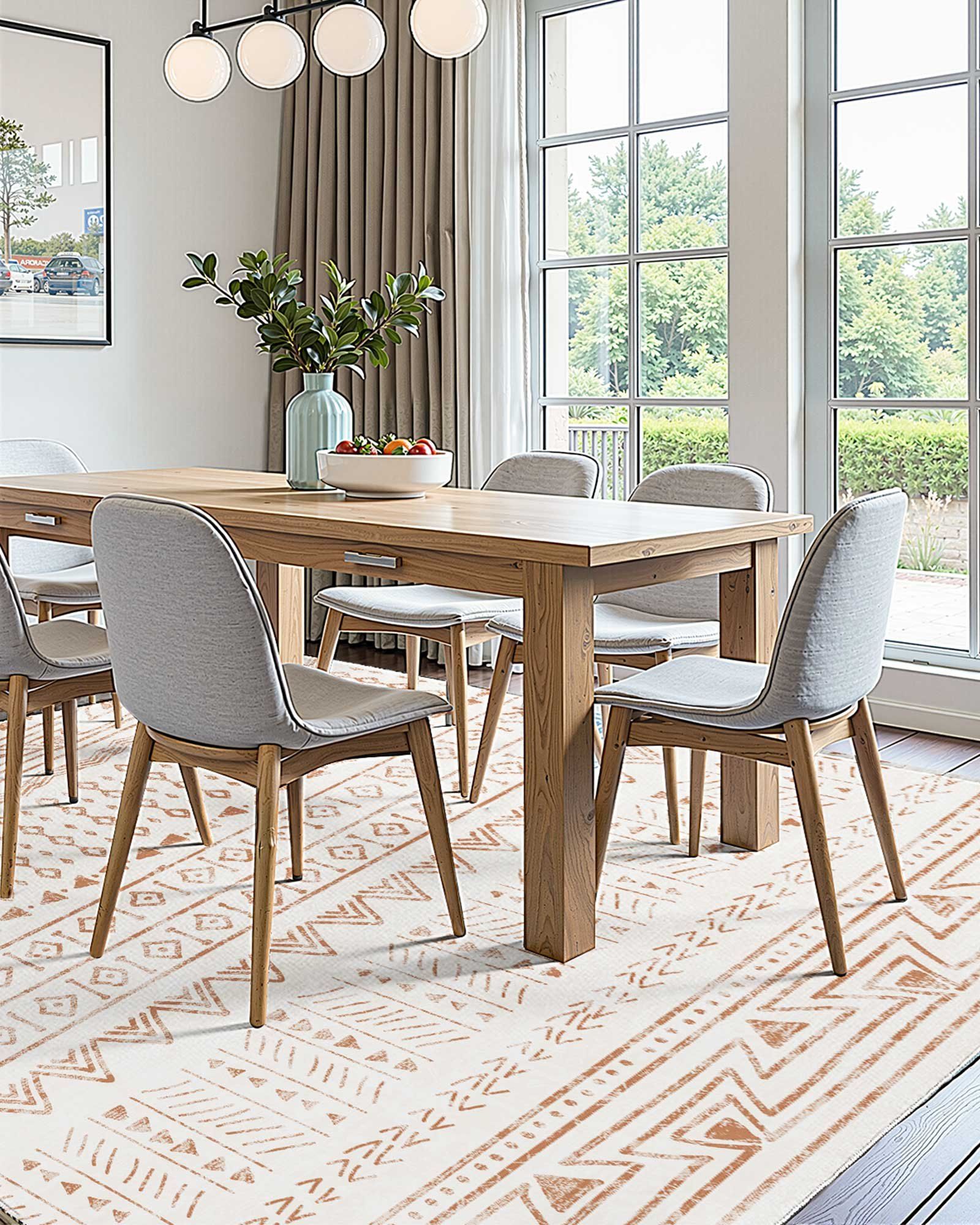 Area Rug, 1524x2438.4mm Large Washable Rug, Non-Slip Tear-Resistant Soft Carpet, Pet & Child Friendly Modern Area Rugs, Indoor Mat for Bedroom, Office, Living Room, Kids Room, Entryway, Beige - Image 5