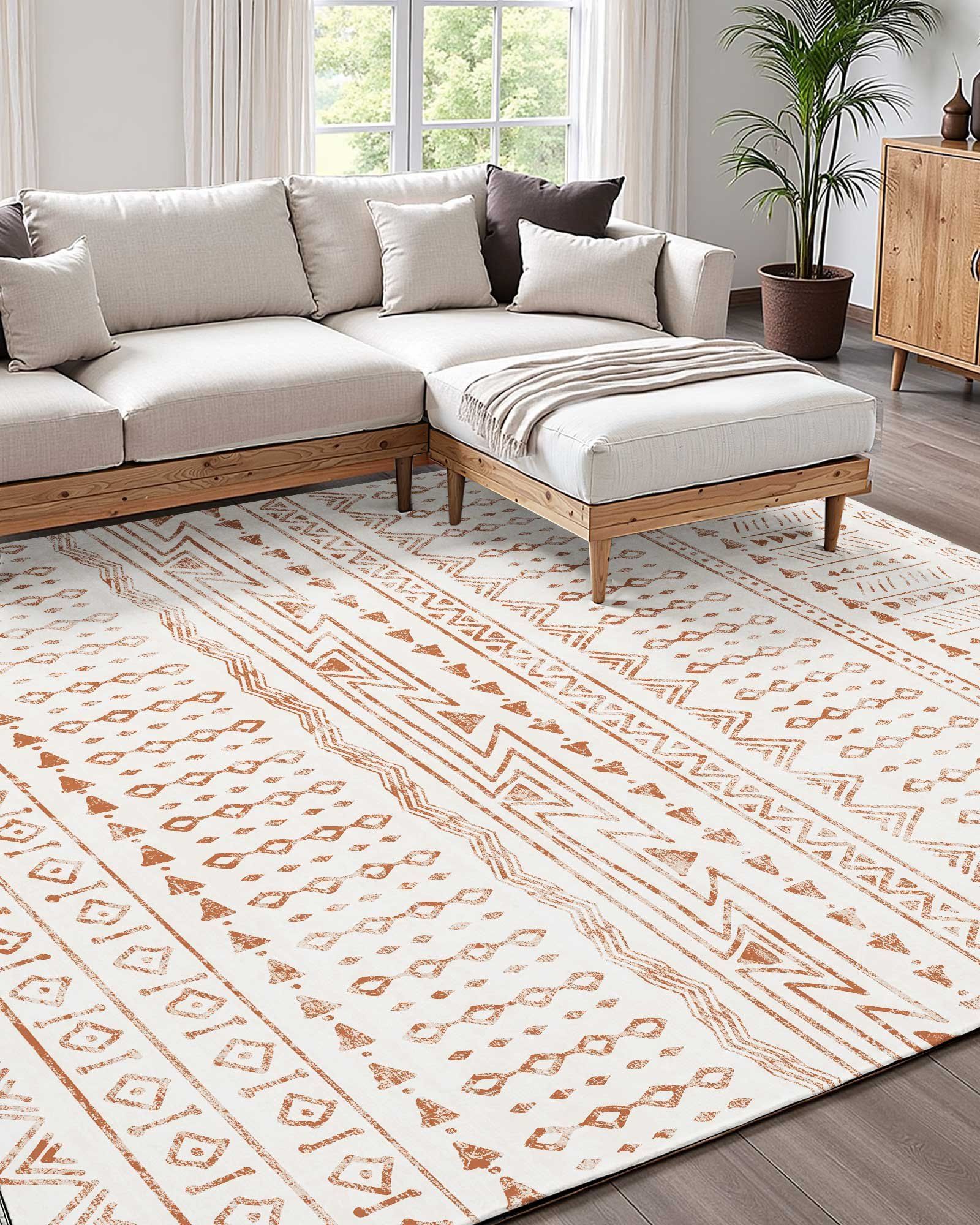 Area Rug, 1828.8x2743.2mm Large Washable Rug, Non-Slip Tear-Resistant Soft Carpet, Pet & Child Friendly Modern Area Rugs, Indoor Mat for Bedroom, Office, Living Room, Kids Room, Entryway, Beige - Image 2