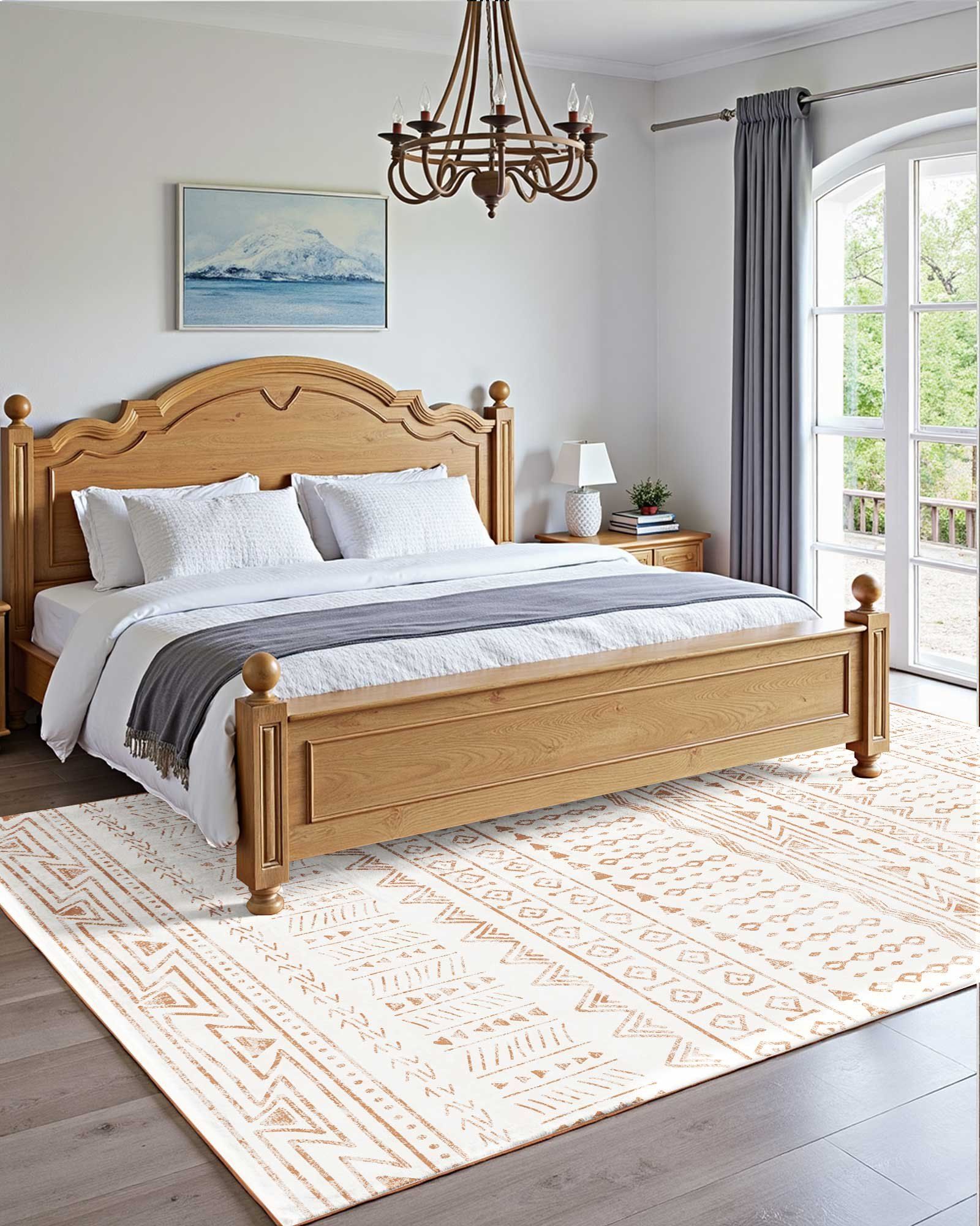 Area Rug, 1828.8x2743.2mm Large Washable Rug, Non-Slip Tear-Resistant Soft Carpet, Pet & Child Friendly Modern Area Rugs, Indoor Mat for Bedroom, Office, Living Room, Kids Room, Entryway, Beige - Image 4
