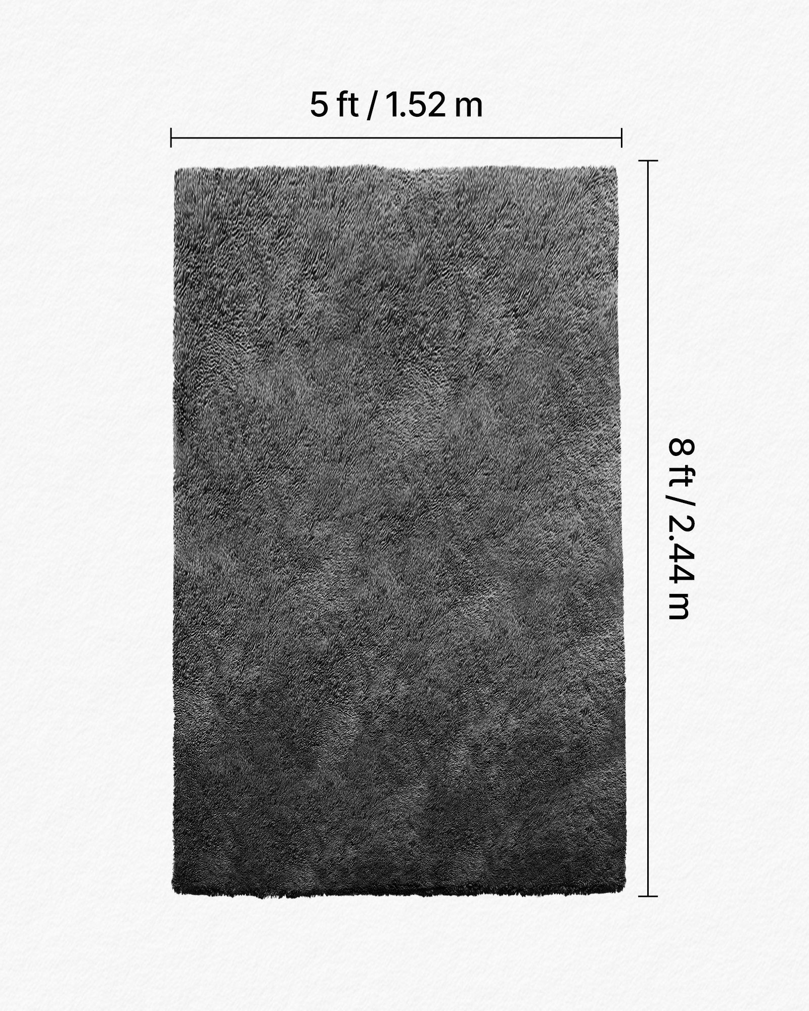 Indoor Plush Area Rugs, 1.52 x 2.44 m Soft Plush Carpet, Furry Shag Area Rugs for Living Room, Bedroom, Sunroom, Modern Home Decor Aesthetic, Non-Shedding, Non-Woven, Slip-Resistant, Dark Gray - Image 3