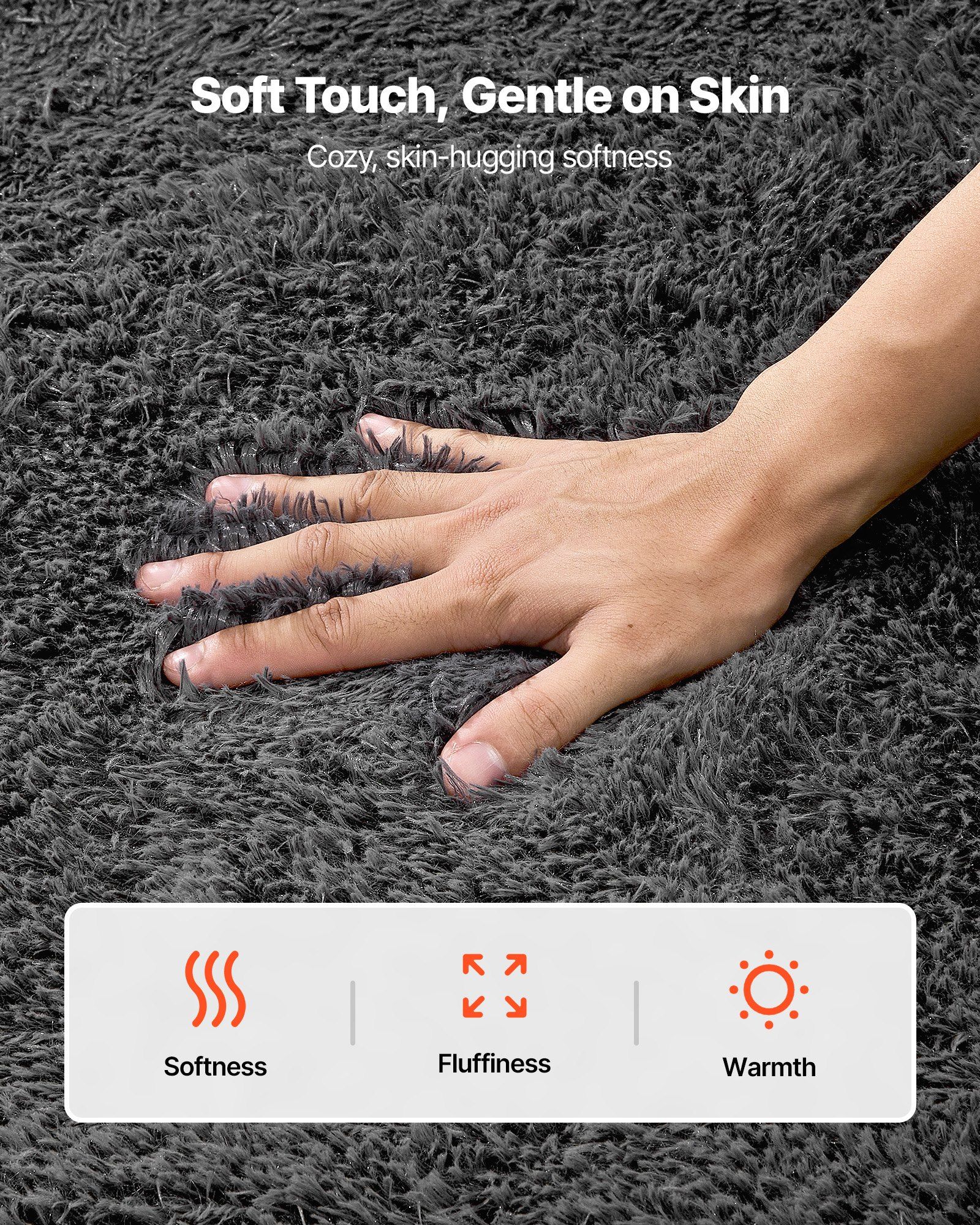 Indoor Plush Area Rugs, 1.52 x 2.44 m Soft Plush Carpet, Furry Shag Area Rugs for Living Room, Bedroom, Sunroom, Modern Home Decor Aesthetic, Non-Shedding, Non-Woven, Slip-Resistant, Dark Gray - Image 7