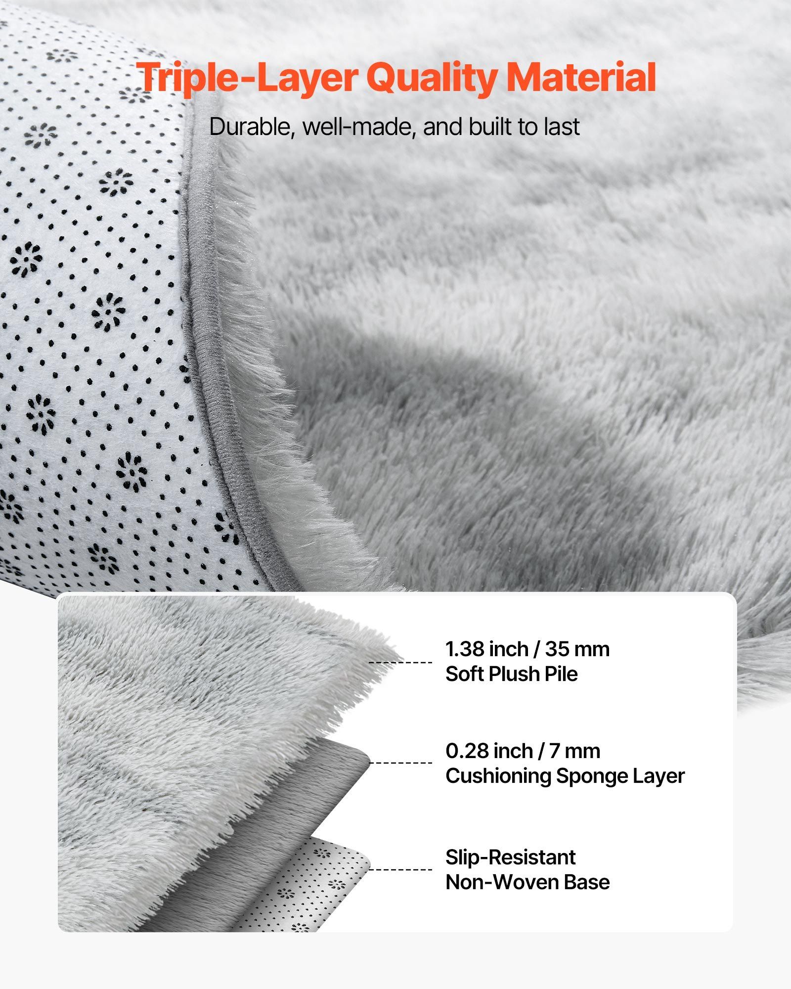 Indoor Plush Area Rugs, 1.83x2.74 m Soft Plush Carpet, FFurry Shag Area Rugs for Living Room, Bedroom, Modern Home Decor Aesthetic Long-Pile Rug, Non-Shedding, Slip-Resistant, Tie-Dye Light Gray - Image 6