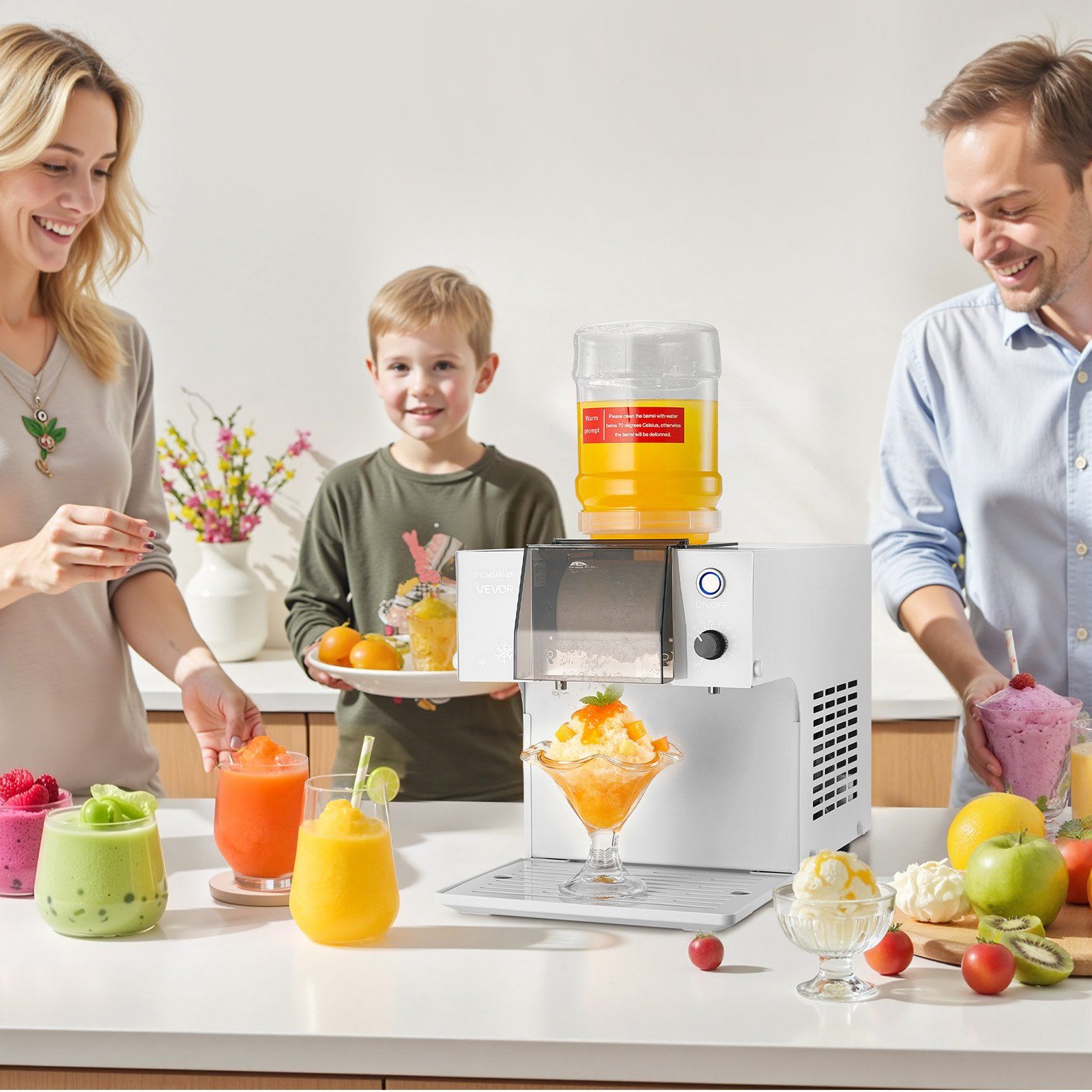 Snowflake Ice Machine, 80KG/24H Snowflake Ice Maker, Ice-Shaver Machine with Stainless Steel Blade, Electric Snow Cone Maker with 1.8L Tank, 90S Fast Pre-Cooling, for Home & Small Gatherings - Image 8