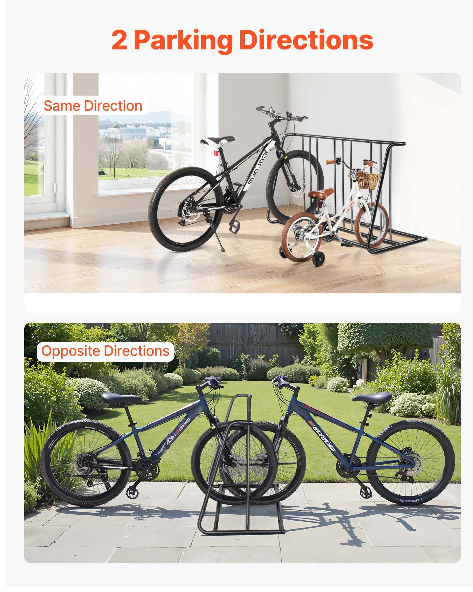 Bike Rack, Fits Tire Width 3 Inch/76.2 mm, Carbon Steel Double-Sided Grid Bike Rack Stand, Freestanding Bicycle Storage Holder for Curbside, Garage, Indoor, Outdoor Parking, 6-Bicycle Capacity - Image 3