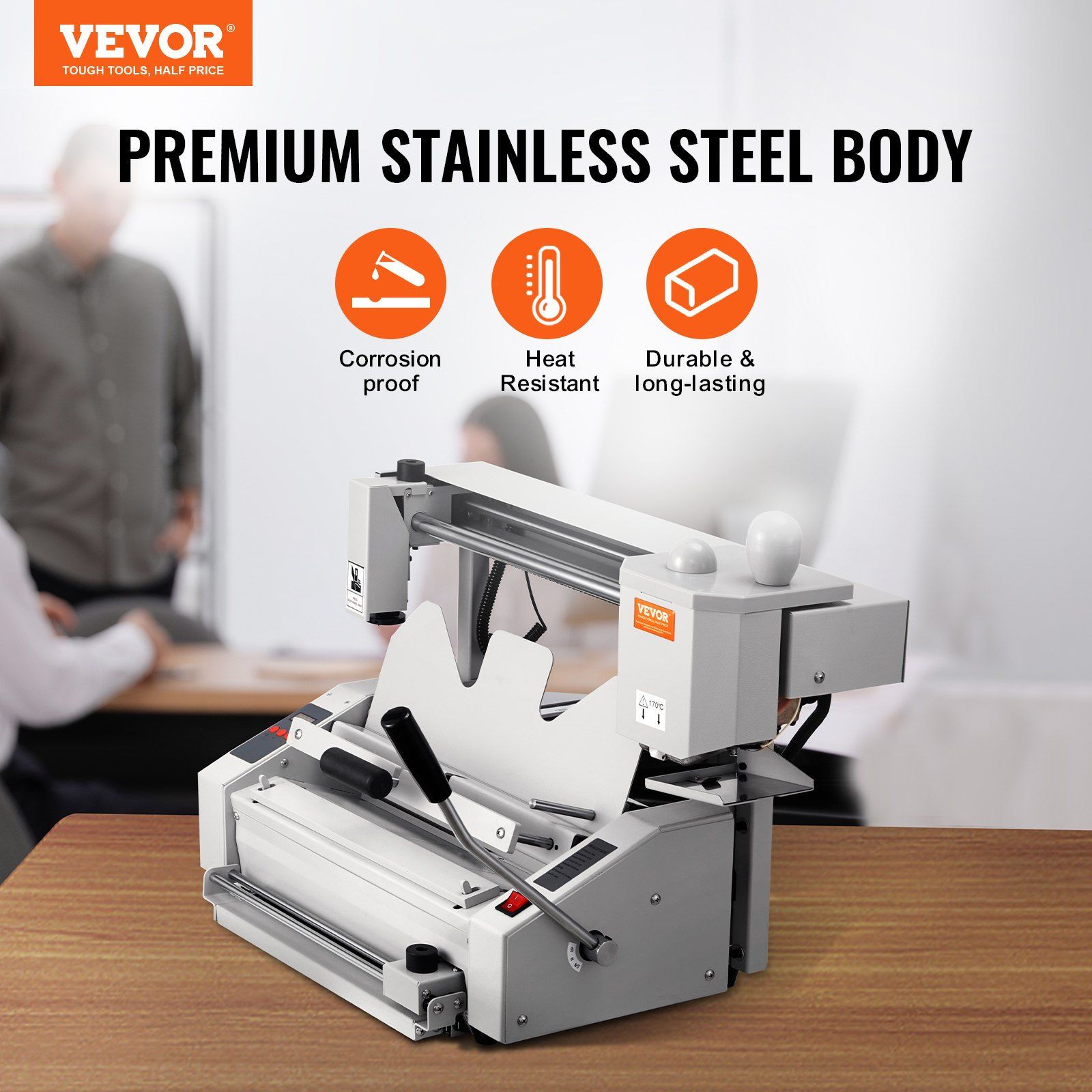 Thermal Binding Machine, 400 Sheets Capacity Hot Glue Binding Machine, Thermal Book Binder 50mm Binding Thickness A3(Short Edge)/A4/A5 Document with Milling Cutter - Image 2
