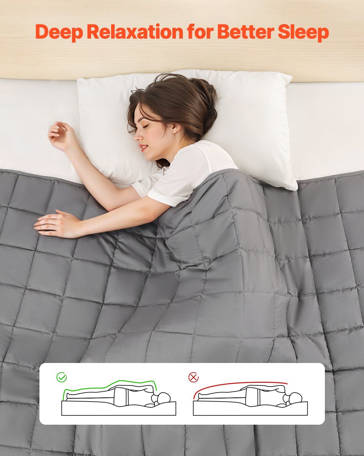 Weighted Blanket, 11 kg, 1524 x 2032 mm Queen Size, Cooling Breathable Heavy Blanket with Glass Beads, All-Season Use, Suitable for 113-140 kg Adults, Anxiety Stress Relief, Improve Sleep, Grey - Image 2