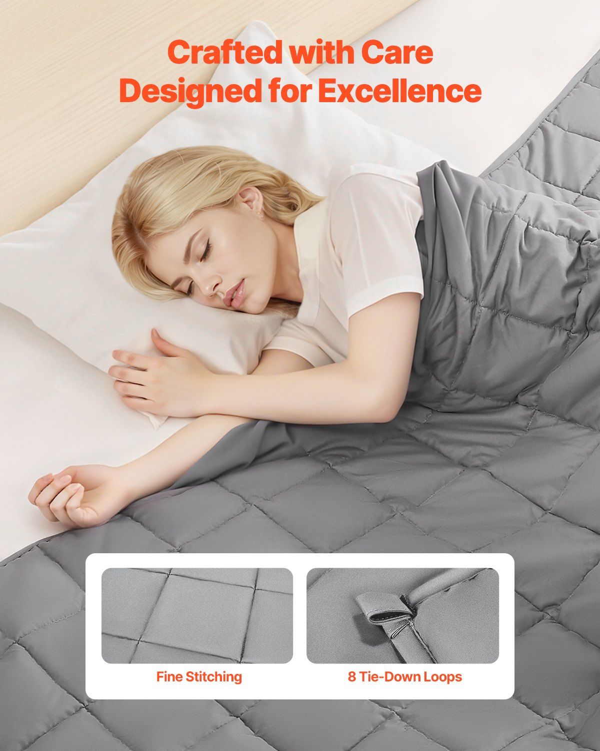 Weighted Blanket, 11 kg, 1524 x 2032 mm Queen Size, Cooling Breathable Heavy Blanket with Glass Beads, All-Season Use, Suitable for 113-140 kg Adults, Anxiety Stress Relief, Improve Sleep, Grey - Image 4