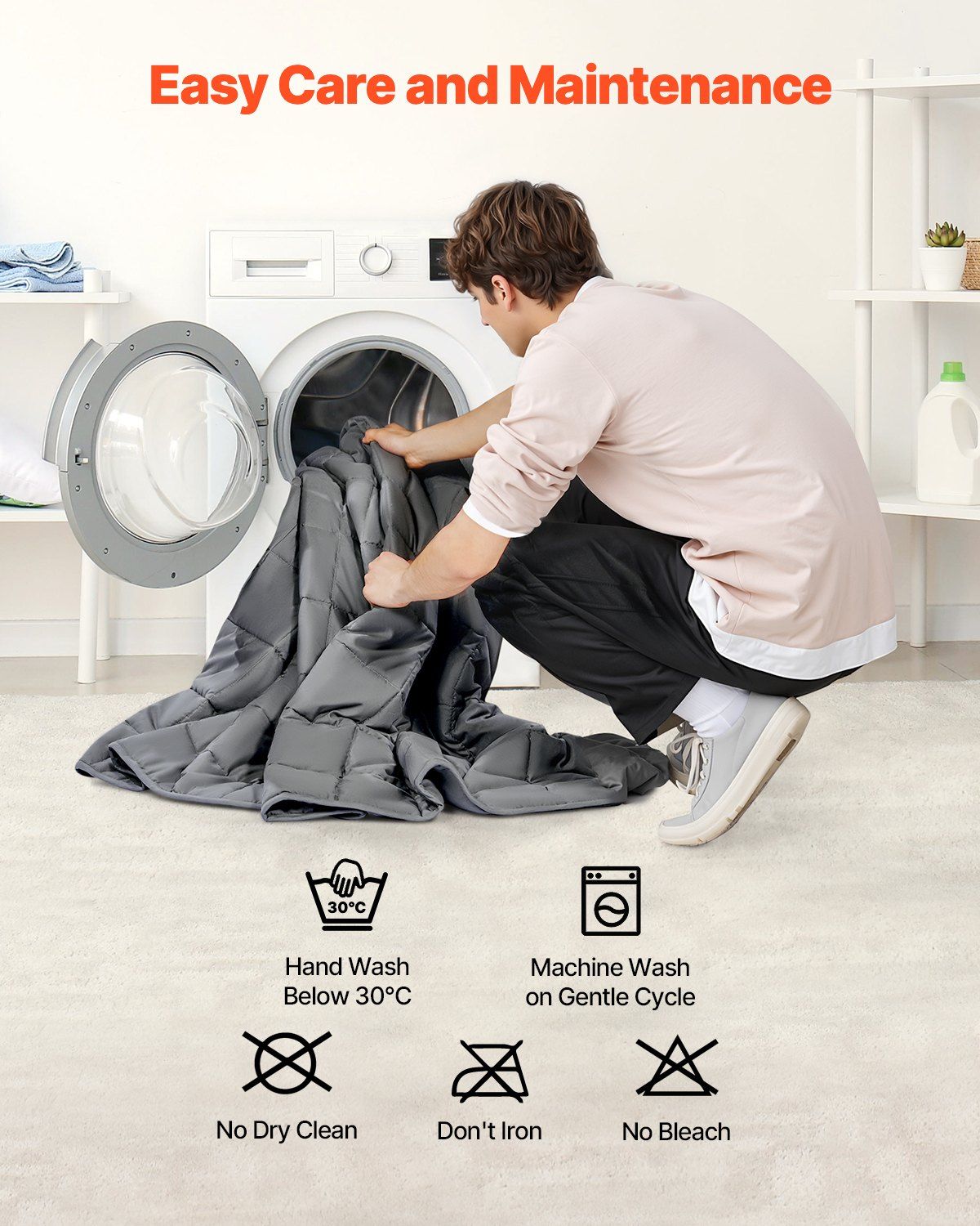 Weighted Blanket, 11 kg, 1524 x 2032 mm Queen Size, Cooling Breathable Heavy Blanket with Glass Beads, All-Season Use, Suitable for 113-140 kg Adults, Anxiety Stress Relief, Improve Sleep, Grey - Image 6