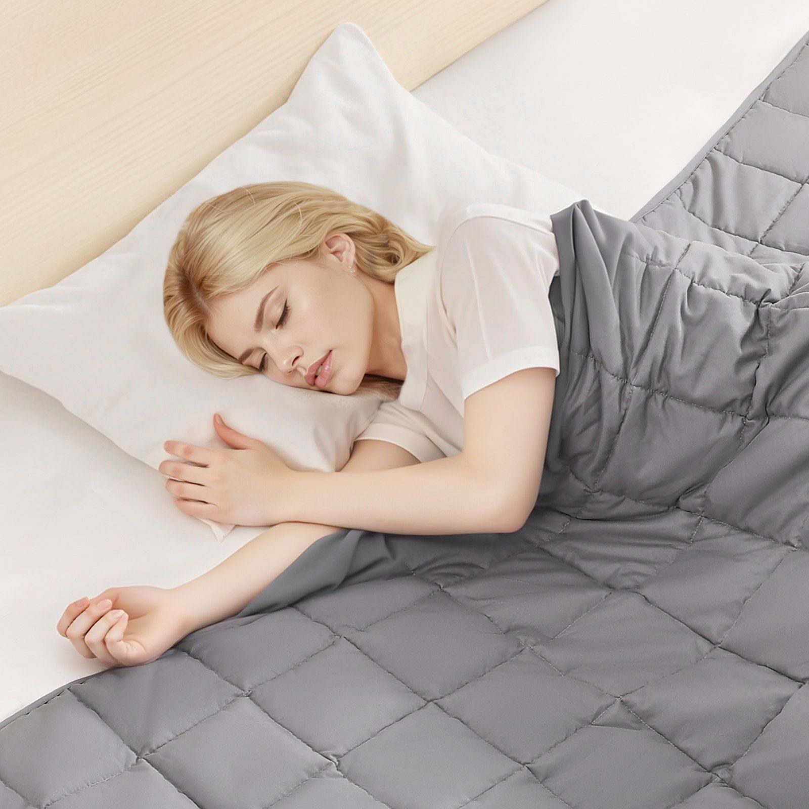 Weighted Blanket, 11 kg, 1524 x 2032 mm Queen Size, Cooling Breathable Heavy Blanket with Glass Beads, All-Season Use, Suitable for 113-140 kg Adults, Anxiety Stress Relief, Improve Sleep, Grey - Image 8