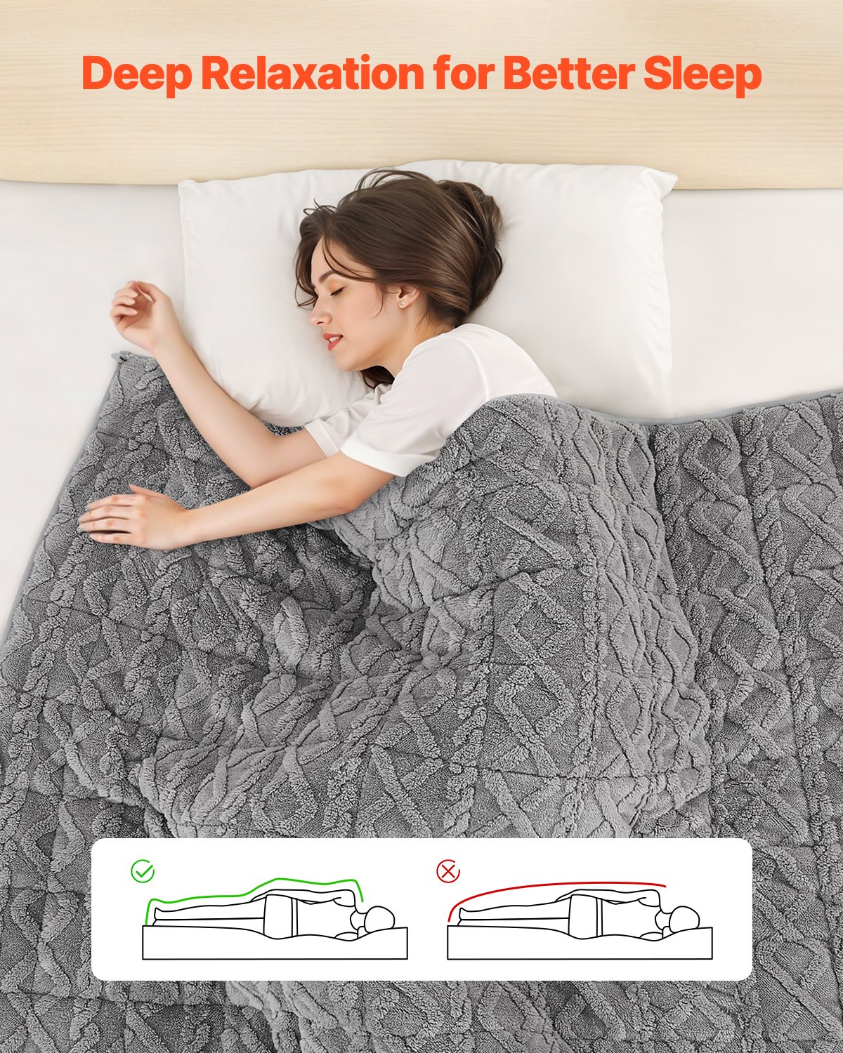 Weighted Blanket, 9 kg, 1524 x 2032 mm Queen Size, Sherpa Fleece Heavy Blanket with Glass Beads, Soft Warm Cozy Fluffy Touch, for 90-113 kg Adults, Anxiety Stress Relief, Improve Sleep, Grey - Image 2
