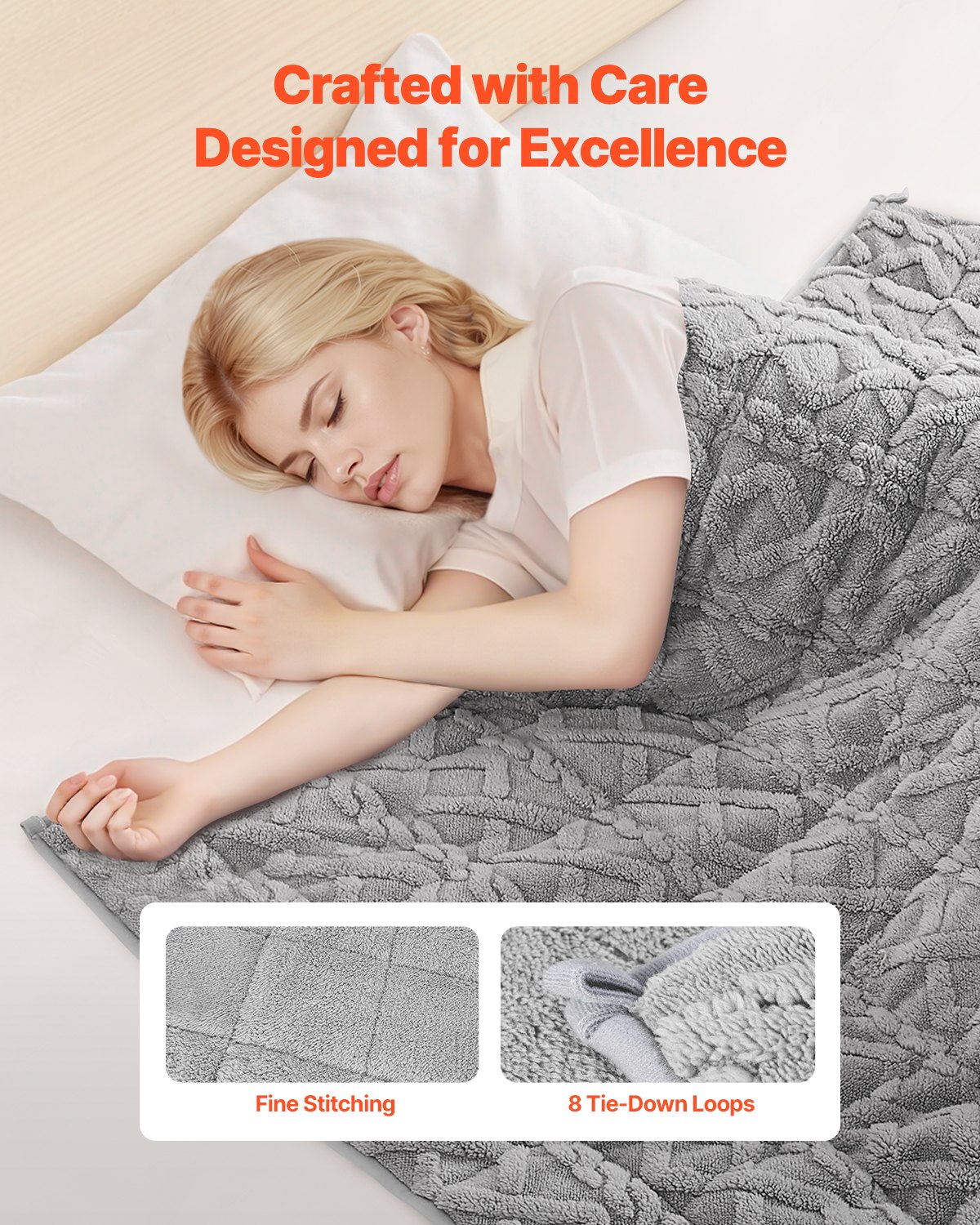 Weighted Blanket, 9 kg, 1524 x 2032 mm Queen Size, Sherpa Fleece Heavy Blanket with Glass Beads, Soft Warm Cozy Fluffy Touch, for 90-113 kg Adults, Anxiety Stress Relief, Improve Sleep, Grey - Image 4
