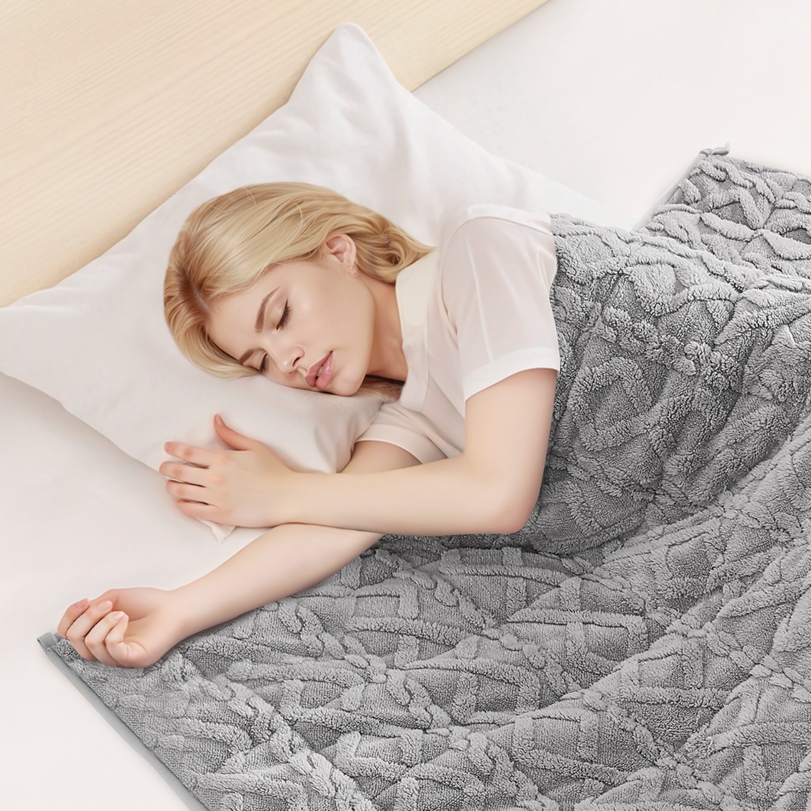 Weighted Blanket, 9 kg, 1524 x 2032 mm Queen Size, Sherpa Fleece Heavy Blanket with Glass Beads, Soft Warm Cozy Fluffy Touch, for 90-113 kg Adults, Anxiety Stress Relief, Improve Sleep, Grey - Image 8