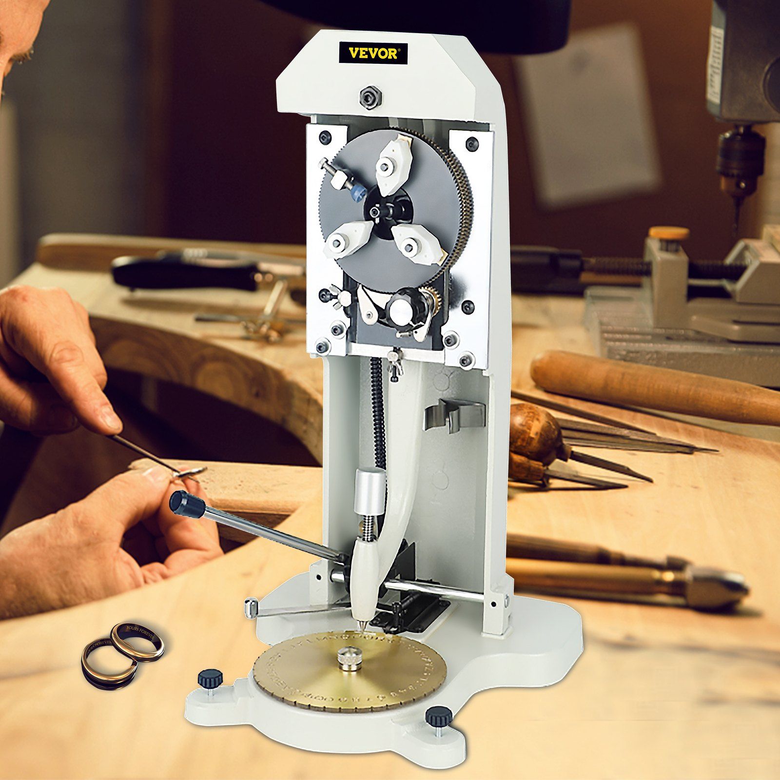 Inside Ring Engraver, Double Sided Dial Ring Engraver Stamper, 1.5mm-2.0mm Character Letter Block Ring Engraving Machine, Aluminum Alloy Body, with 3 Clamps, for Jewelry Rings Inner Engraving - Image 8