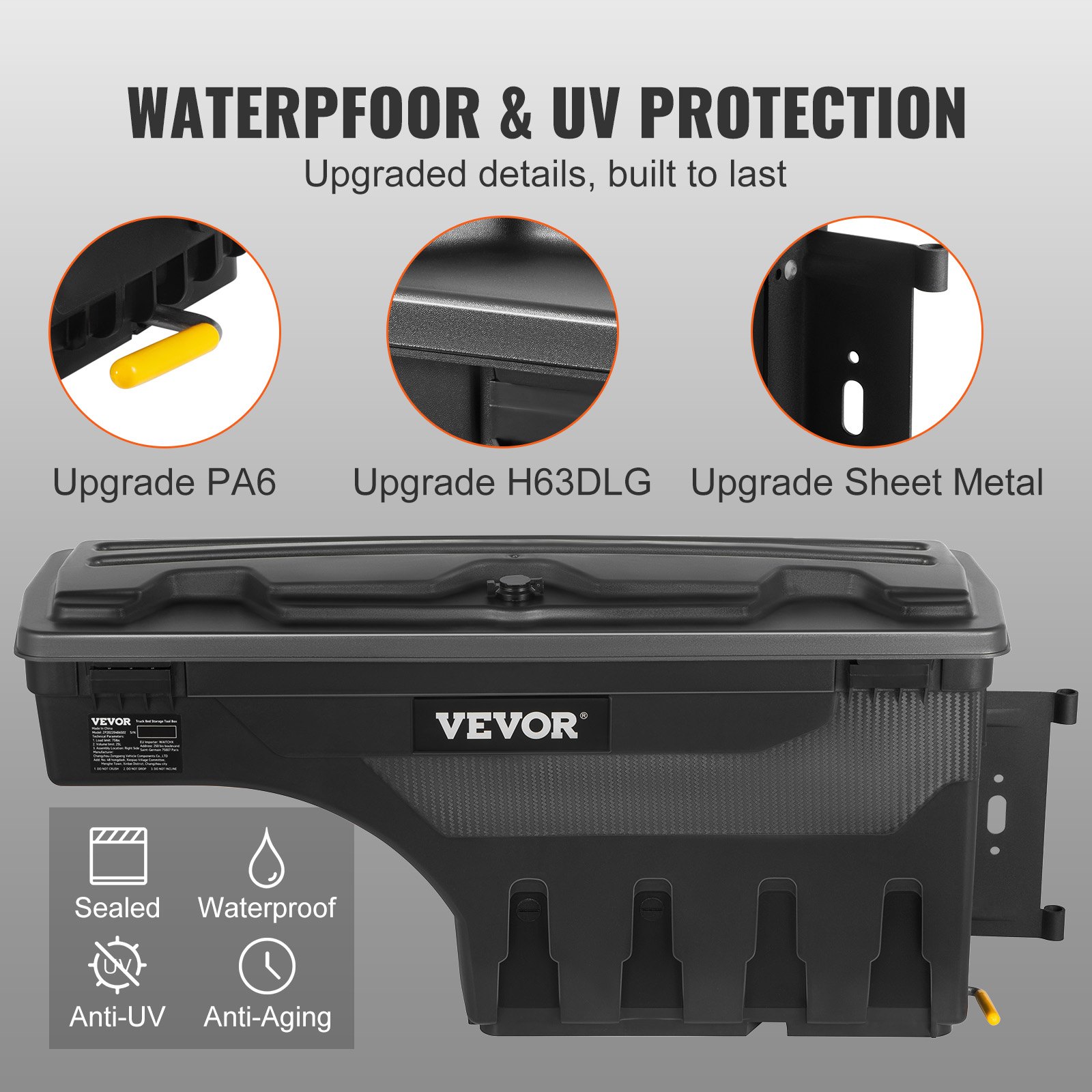 Truck Bed Storage Box, Lockable Swing Case with Password Padlock, 6.6 Gal/25 L ABS Wheel Well Tool Box, Waterproof and Durable, Compatible with Ford F-150 2015-2021, Passenger Side - Image 3