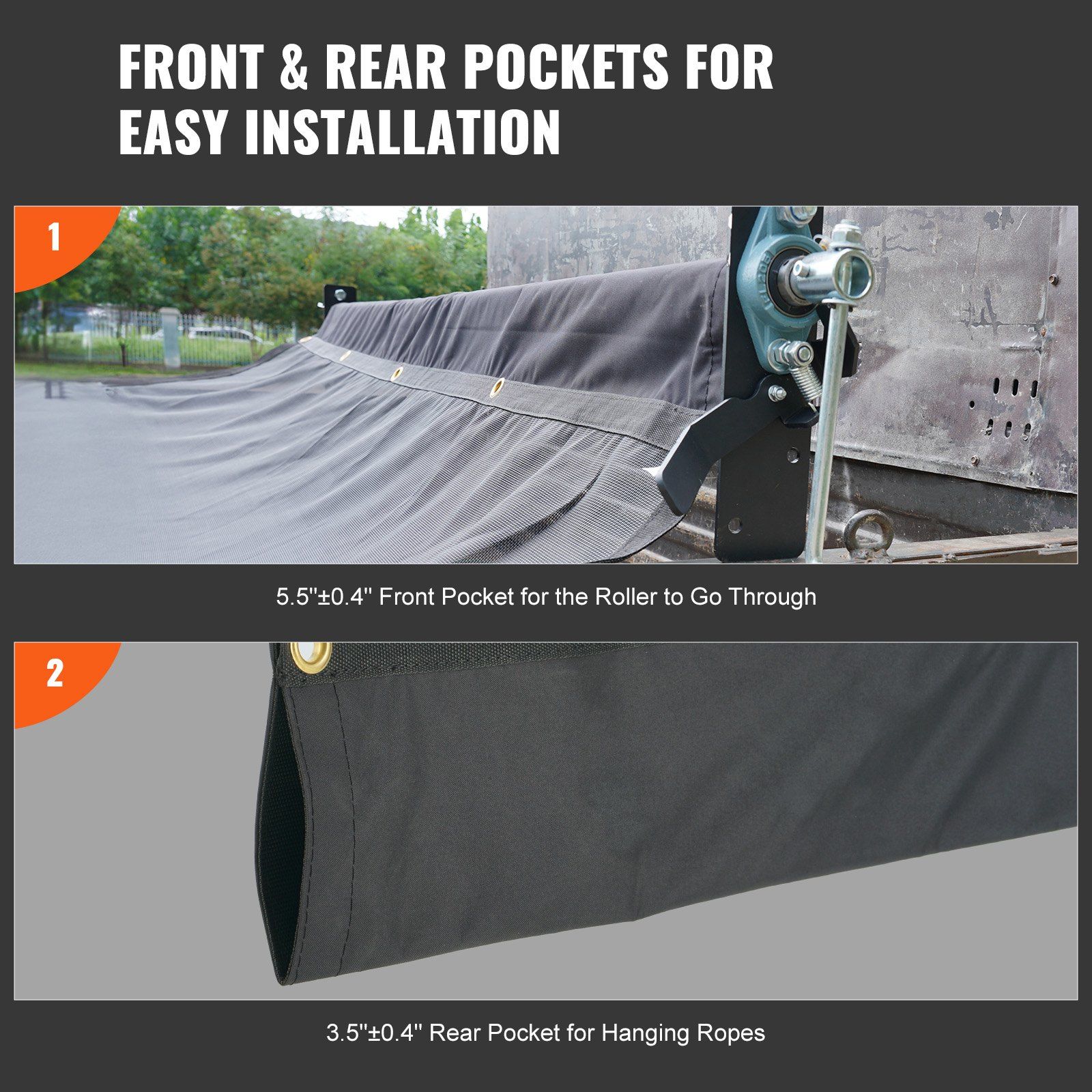 Dump Truck Mesh Tarp, 6 x 14 ft, PVC Coated Black Heavy Duty Cover with 5.5