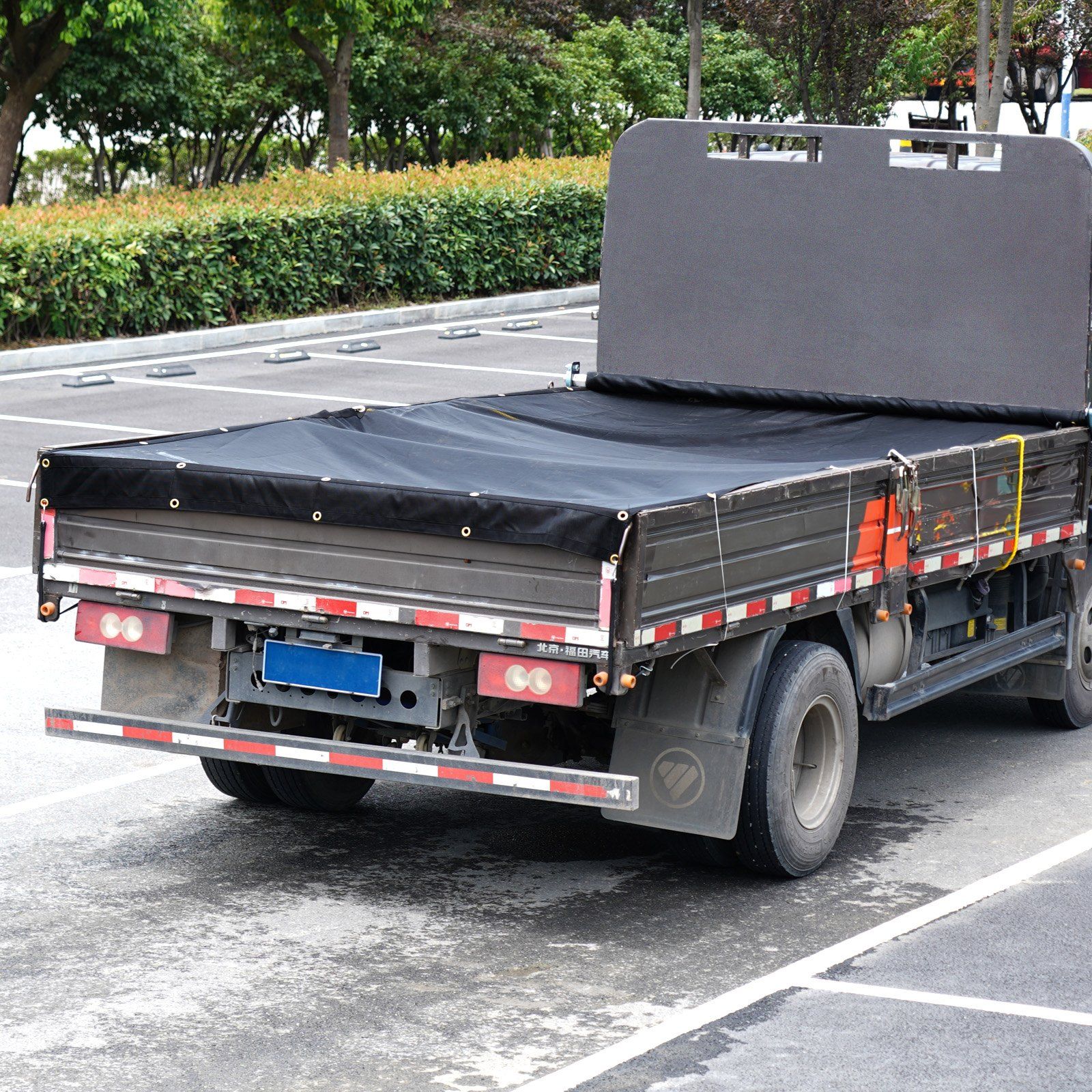 Dump Truck Mesh Tarp, 7 x 14 ft, PVC Coated Black Heavy Duty Cover with 5.5