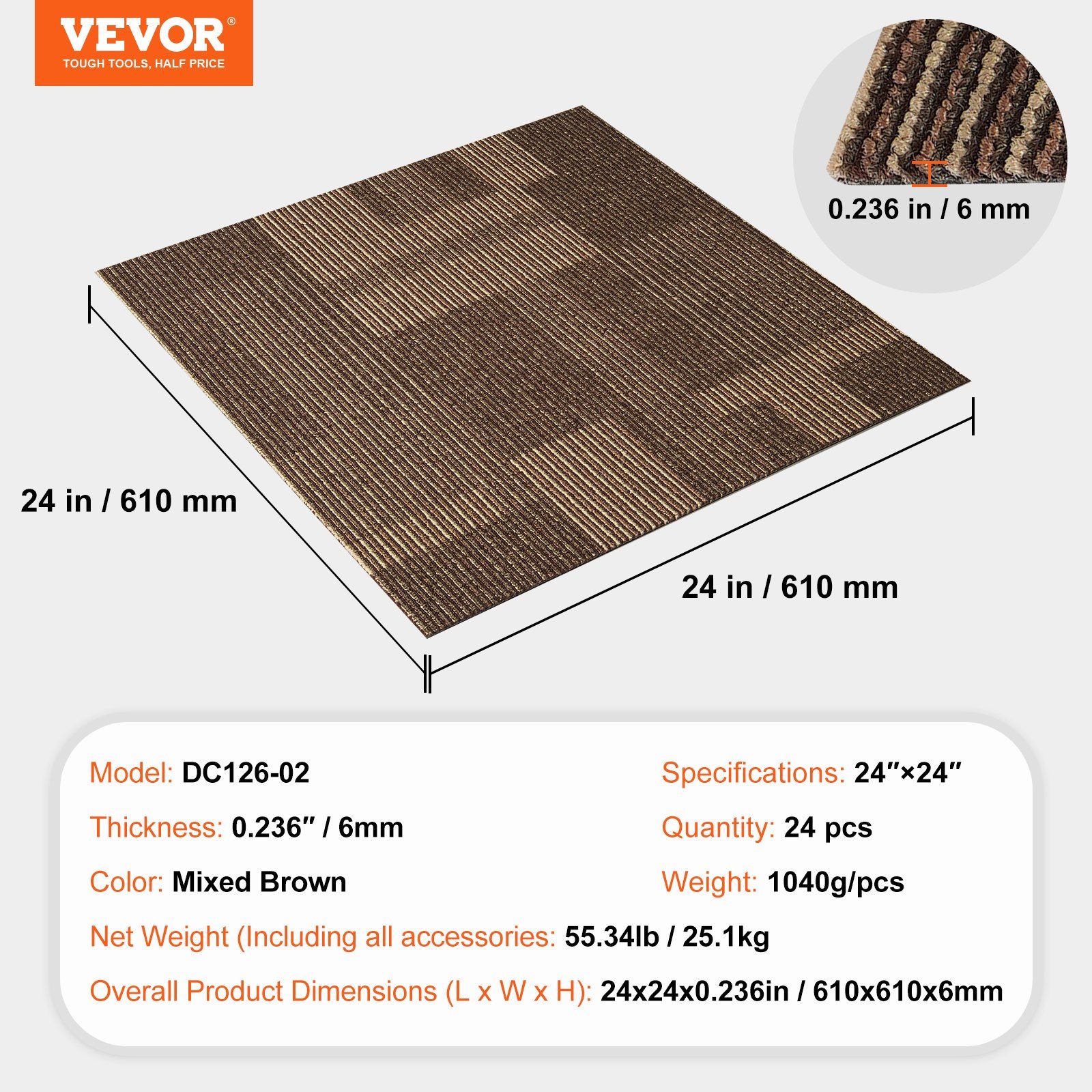 Carpet Tiles Reusable, 24