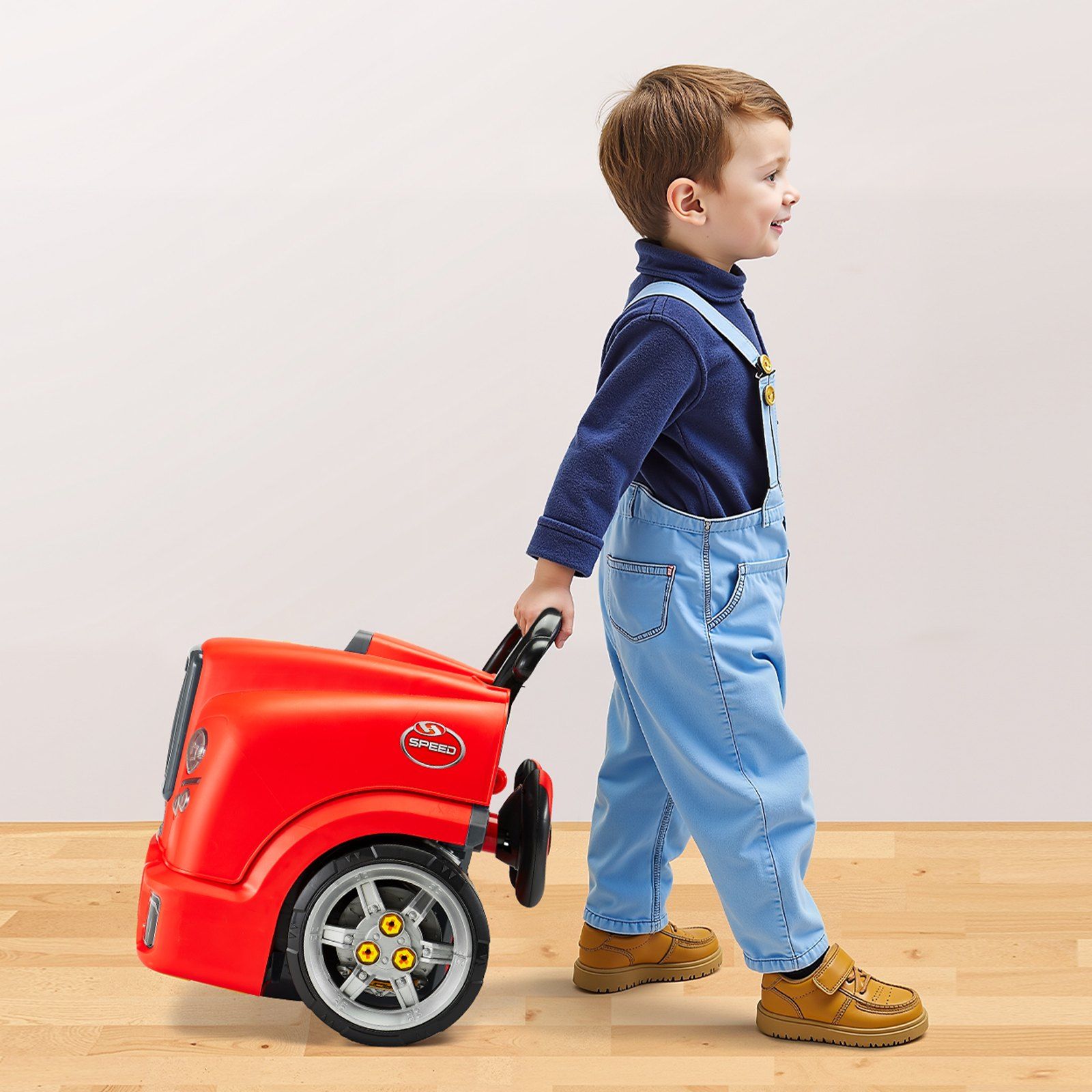 Engine Toy, 60 Pieces, Kids Mechanic Car Repair Set with Removable Parts, Lights and Sounds, Steering Wheel and Horn, Kids Mechanic Workshop Set for Toddler Ages 3 Years and Up, Red - Image 8