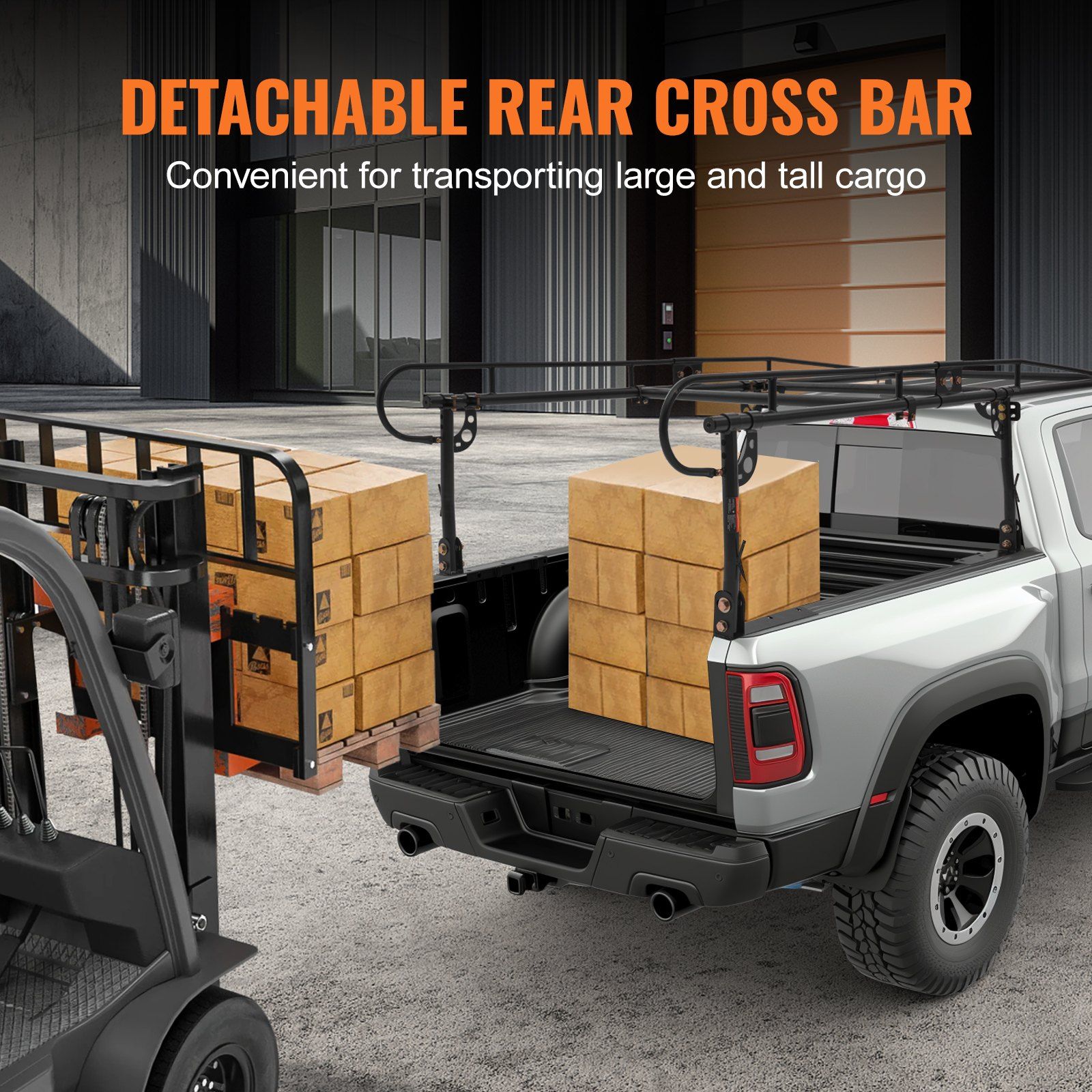 Truck Ladder Rack, 1000 LBS / 454 KG Strong Capacity Truck Racks, Non-Drilling / Drilling Installation for Long or Heavy Cargo, 43.3-63 inch Adjustable Width for Kayak, Ladder, Surfboard, Lumber - Image 5