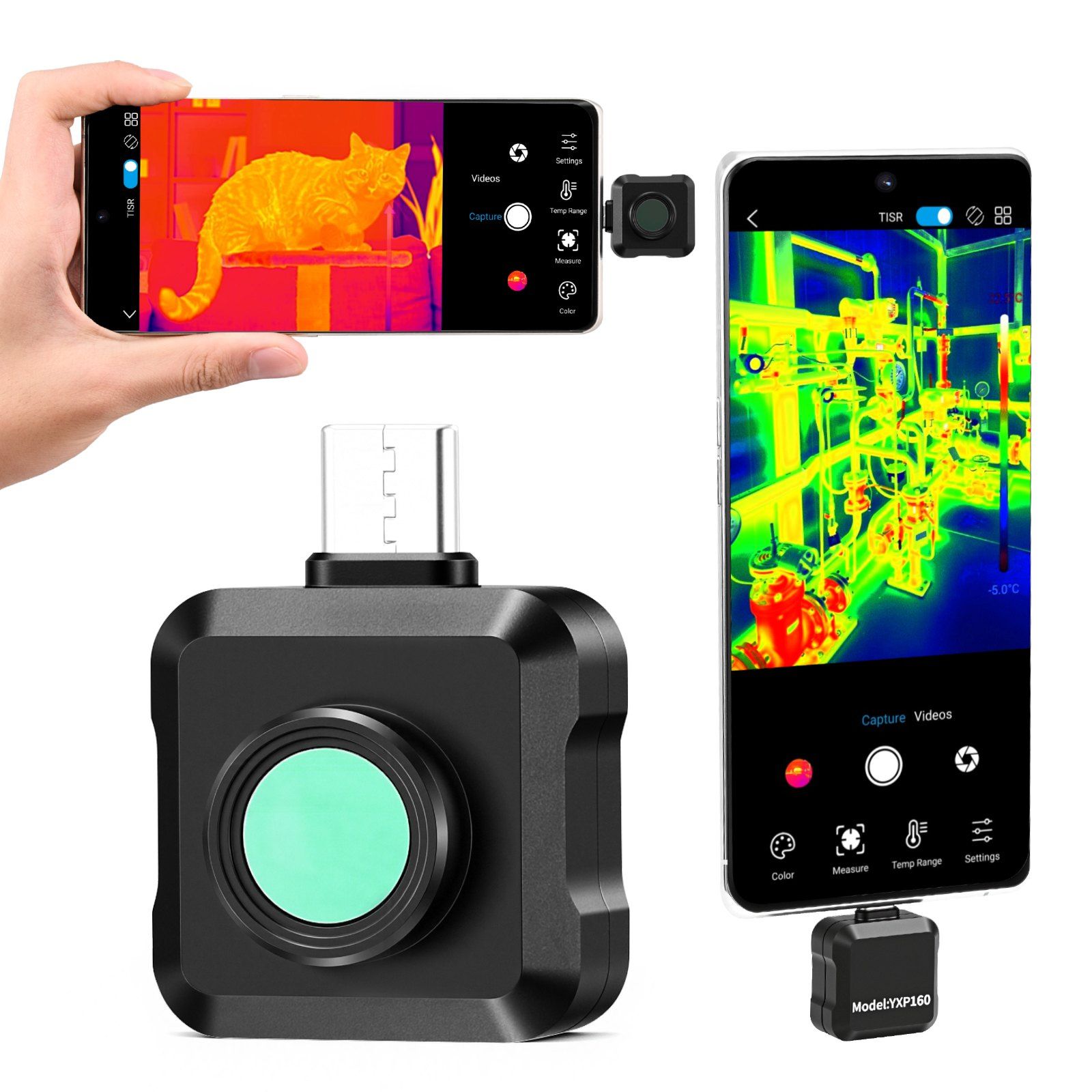 Thermal Imaging Camera for Android, 320 x 240 TISR Super Resolution, 25HZ Refresh Rate Infrared Thermal Imager for Smartphone Tablet, 160 x 120 IR Resolution, -20°C to 550°C & 15 Color Palettes - Image 1