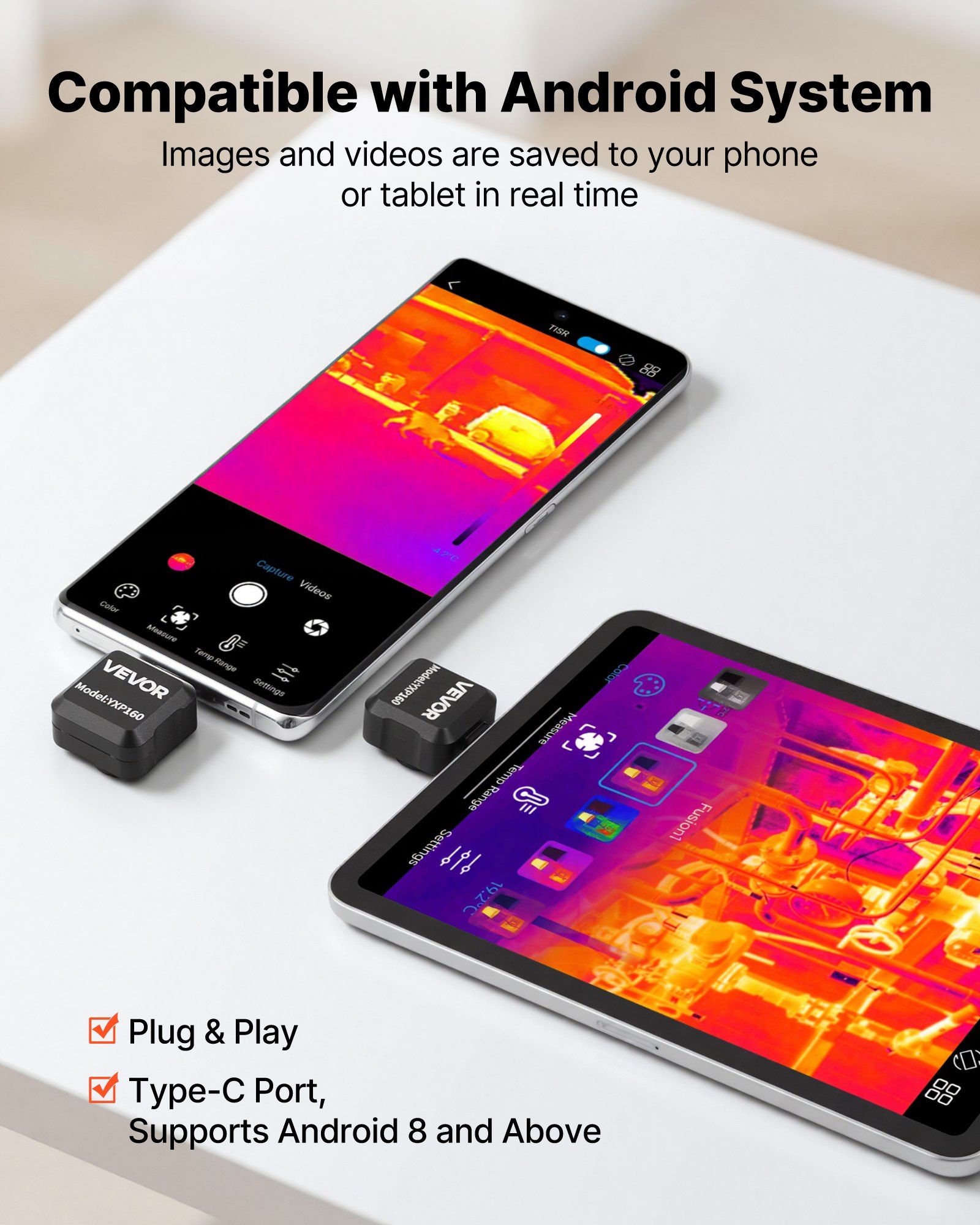Thermal Imaging Camera for Android, 320 x 240 TISR Super Resolution, 25HZ Refresh Rate Infrared Thermal Imager for Smartphone Tablet, 160 x 120 IR Resolution, -20°C to 550°C & 15 Color Palettes - Image 4