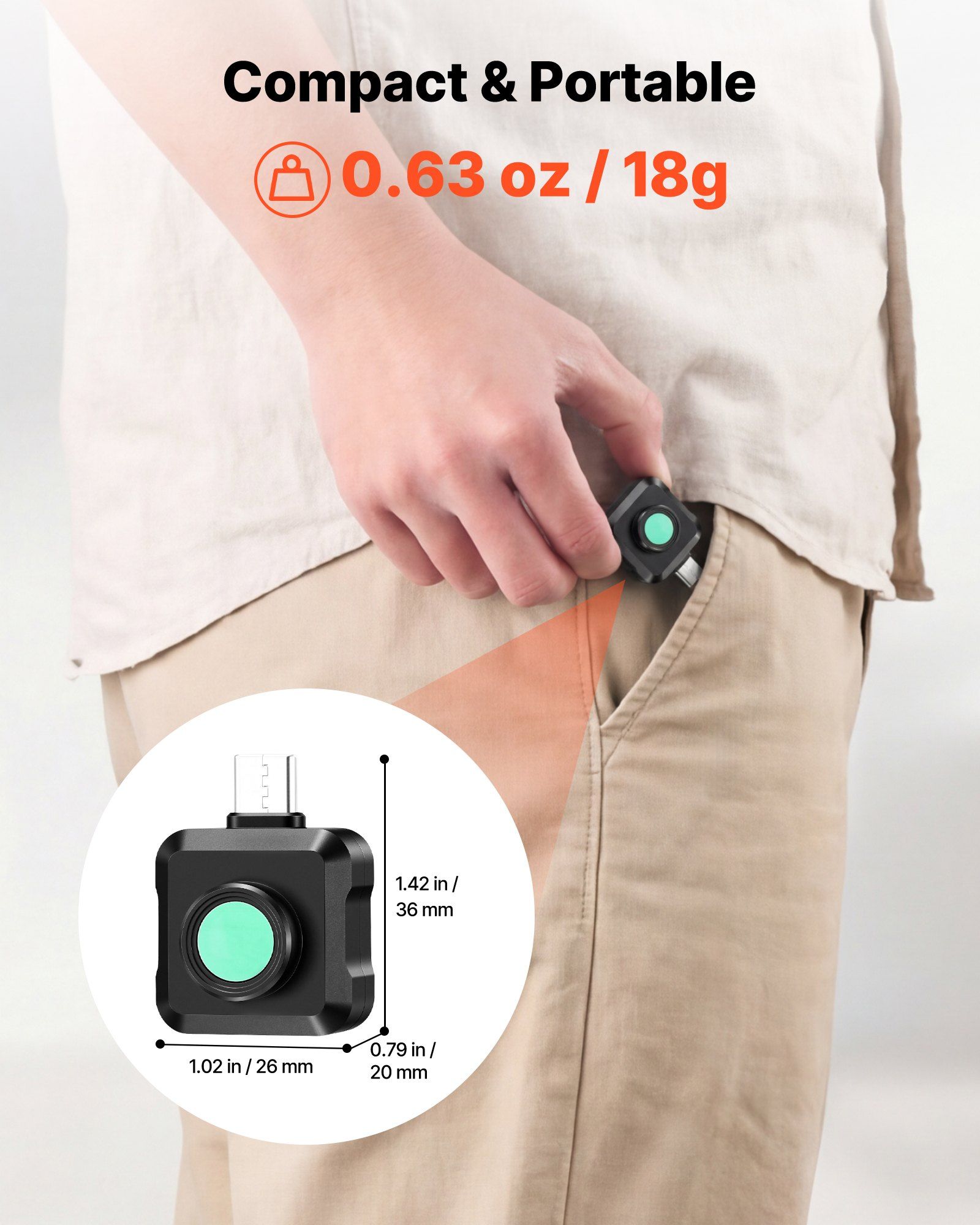 Thermal Imaging Camera for Android, 320 x 240 TISR Super Resolution, 25HZ Refresh Rate Infrared Thermal Imager for Smartphone Tablet, 160 x 120 IR Resolution, -20°C to 550°C & 15 Color Palettes - Image 5