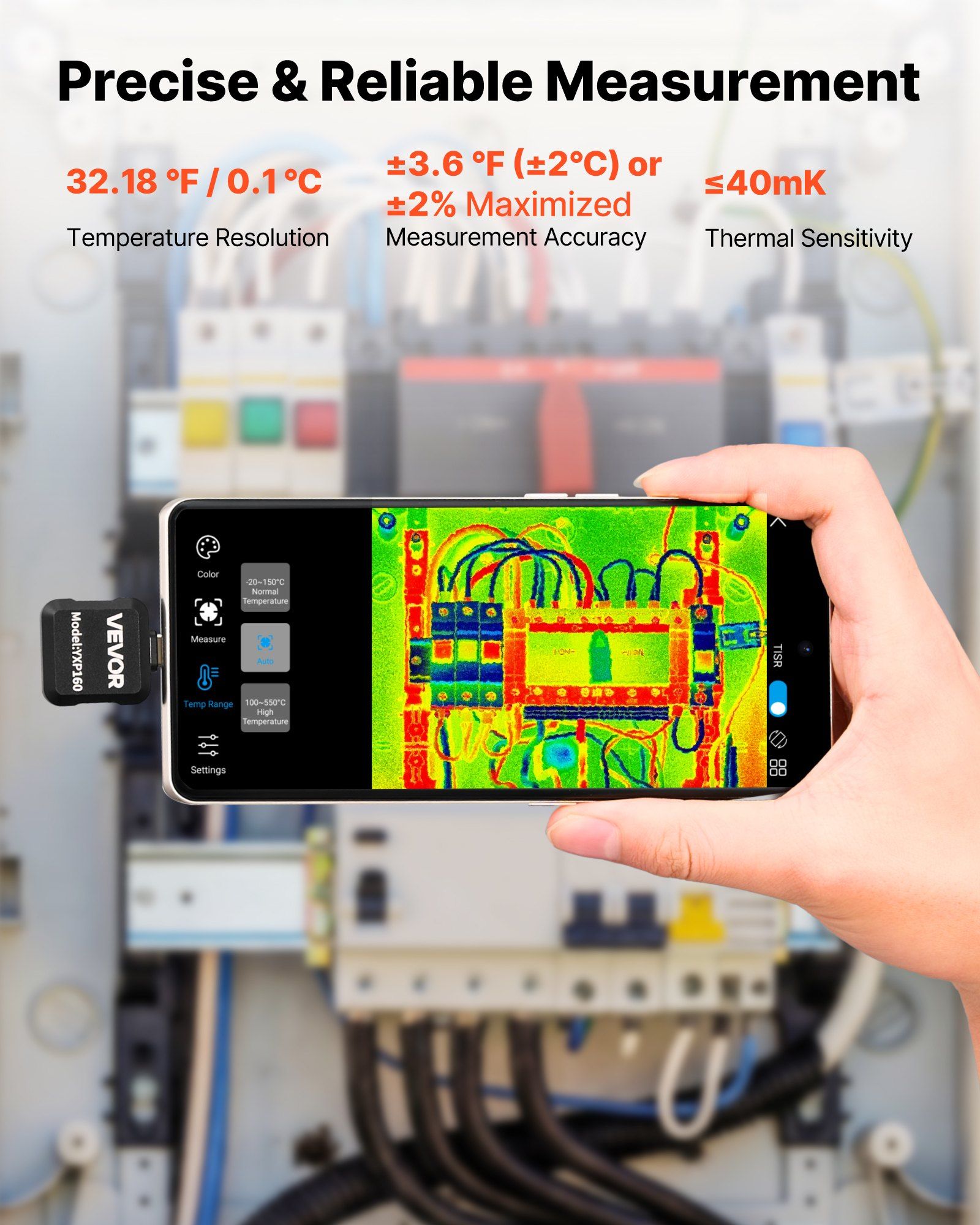 Thermal Imaging Camera for Android, 320 x 240 TISR Super Resolution, 25HZ Refresh Rate Infrared Thermal Imager for Smartphone Tablet, 160 x 120 IR Resolution, -20°C to 550°C & 15 Color Palettes - Image 6