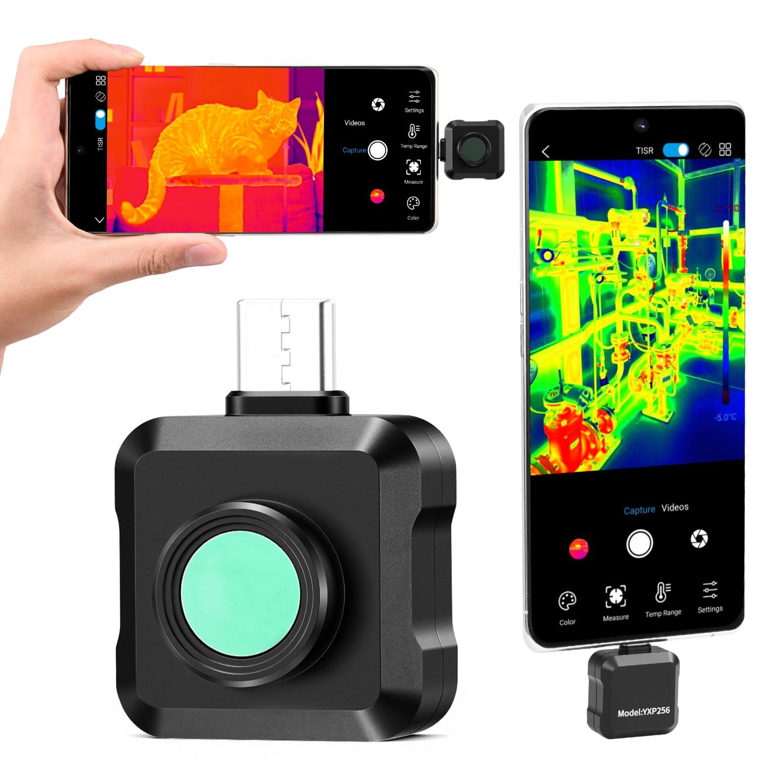 Thermal Imaging Camera for Android, 512 x 384 TISR Super Resolution, 25HZ Refresh Rate Infrared Thermal Imager for Smartphone Tablet, 256 x 192 IR Resolution, -20°C to 550°C & 15 Color Palettes - Image 1
