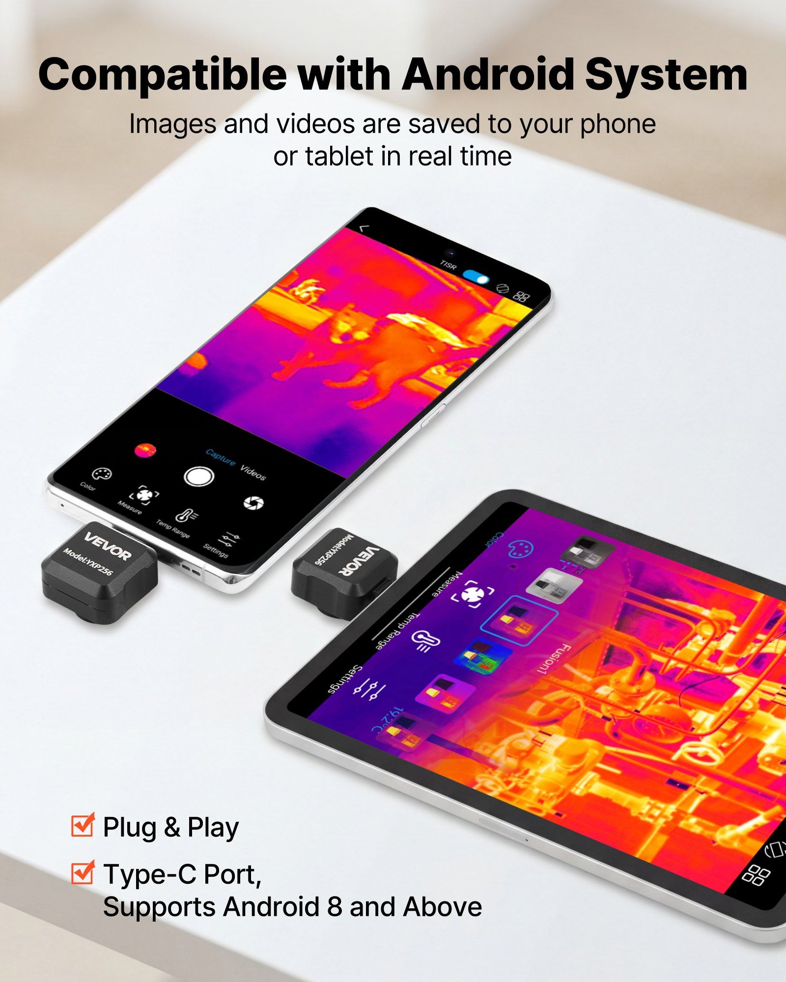 Thermal Imaging Camera for Android, 512 x 384 TISR Super Resolution, 25HZ Refresh Rate Infrared Thermal Imager for Smartphone Tablet, 256 x 192 IR Resolution, -20°C to 550°C & 15 Color Palettes - Image 4
