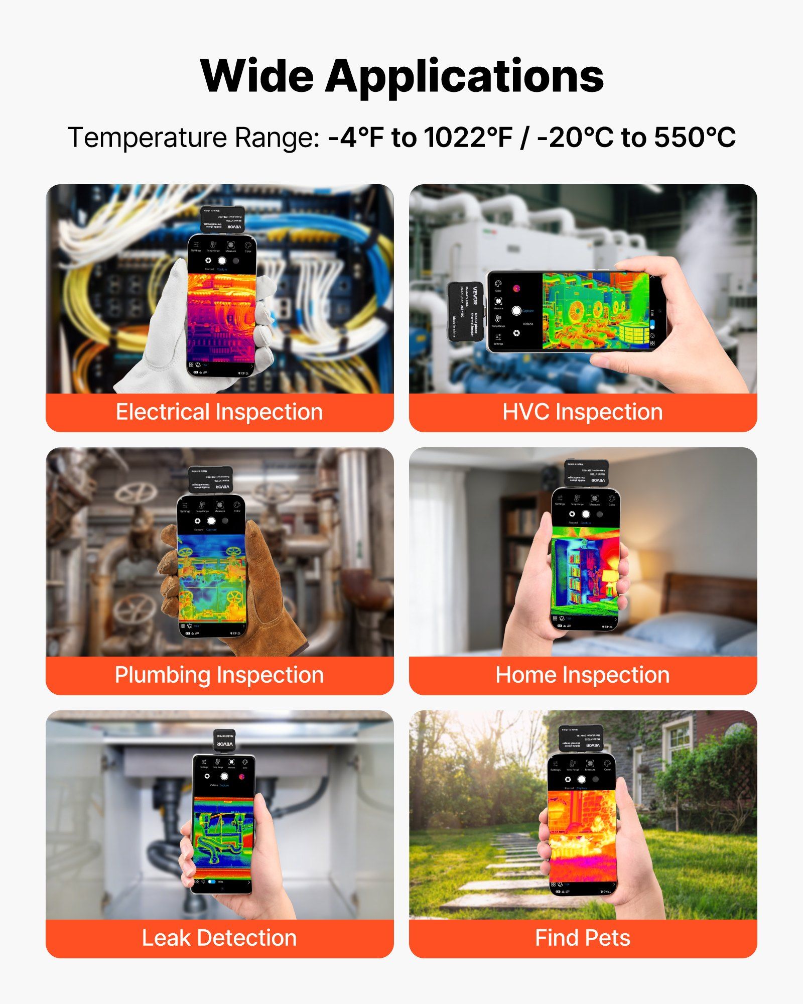 Thermal Imaging Camera for Android & iOS, 512 x 384 Super Resolution, 25HZ Refresh Rate Infrared Thermal Imager for Smartphone Tablets, 256 x 192 IR Resolution, -20°C to 550°C & 6 Color Palettes - Image 3