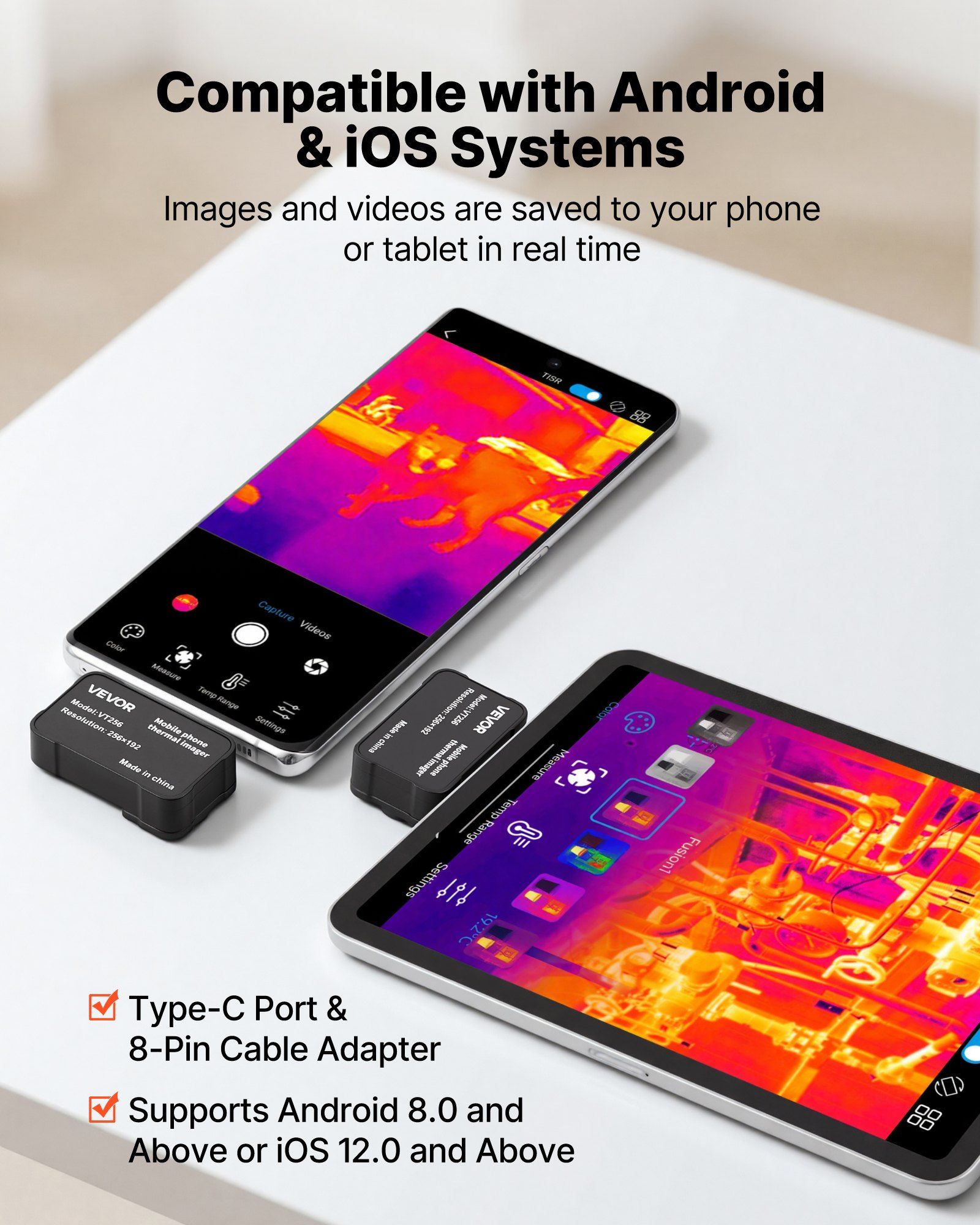 Thermal Imaging Camera for Android & iOS, 512 x 384 Super Resolution, 25HZ Refresh Rate Infrared Thermal Imager for Smartphone Tablets, 256 x 192 IR Resolution, -20°C to 550°C & 6 Color Palettes - Image 4